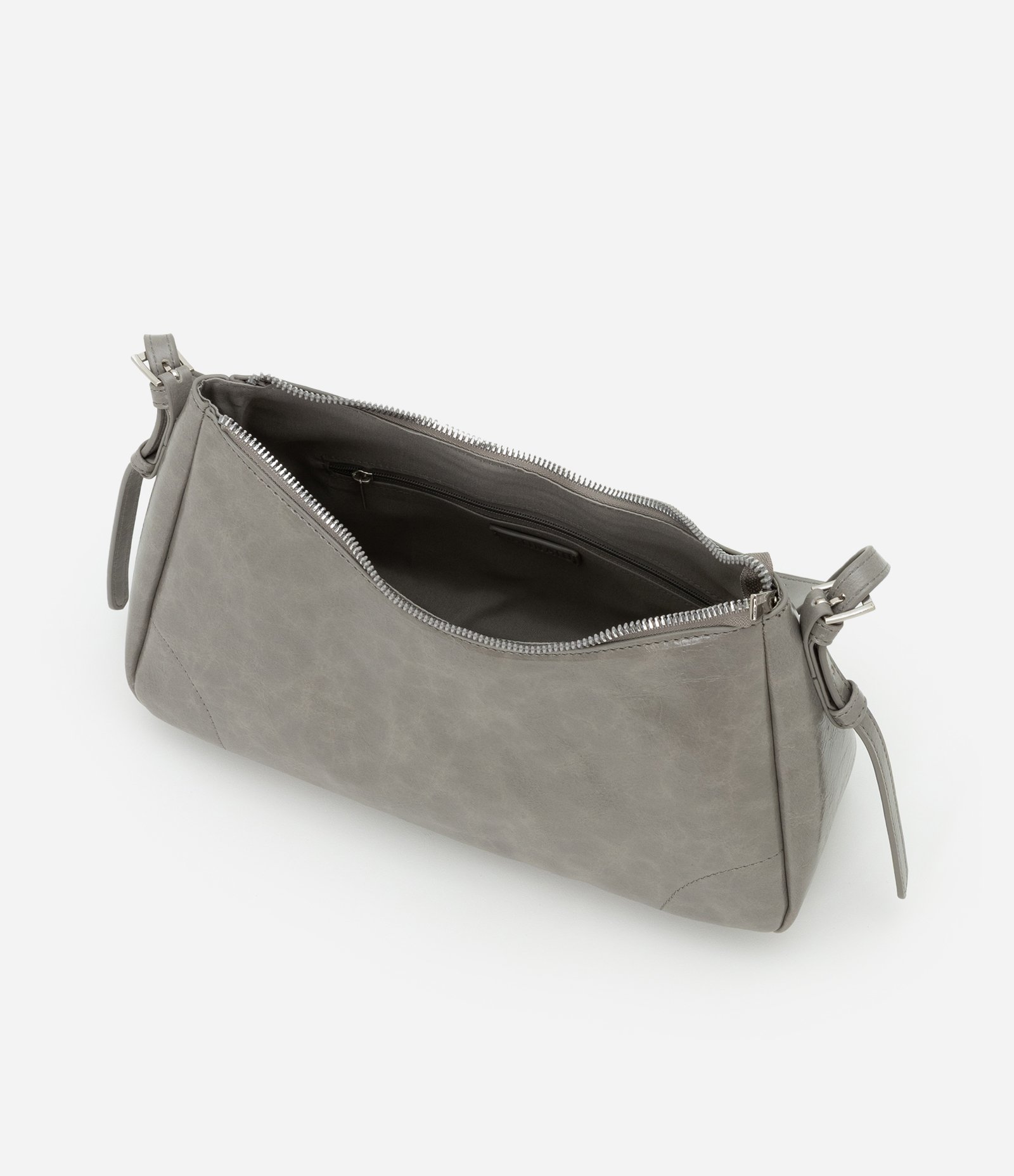 Bolsa Shoulder em PU com Alça de com Fivela Cinza 6