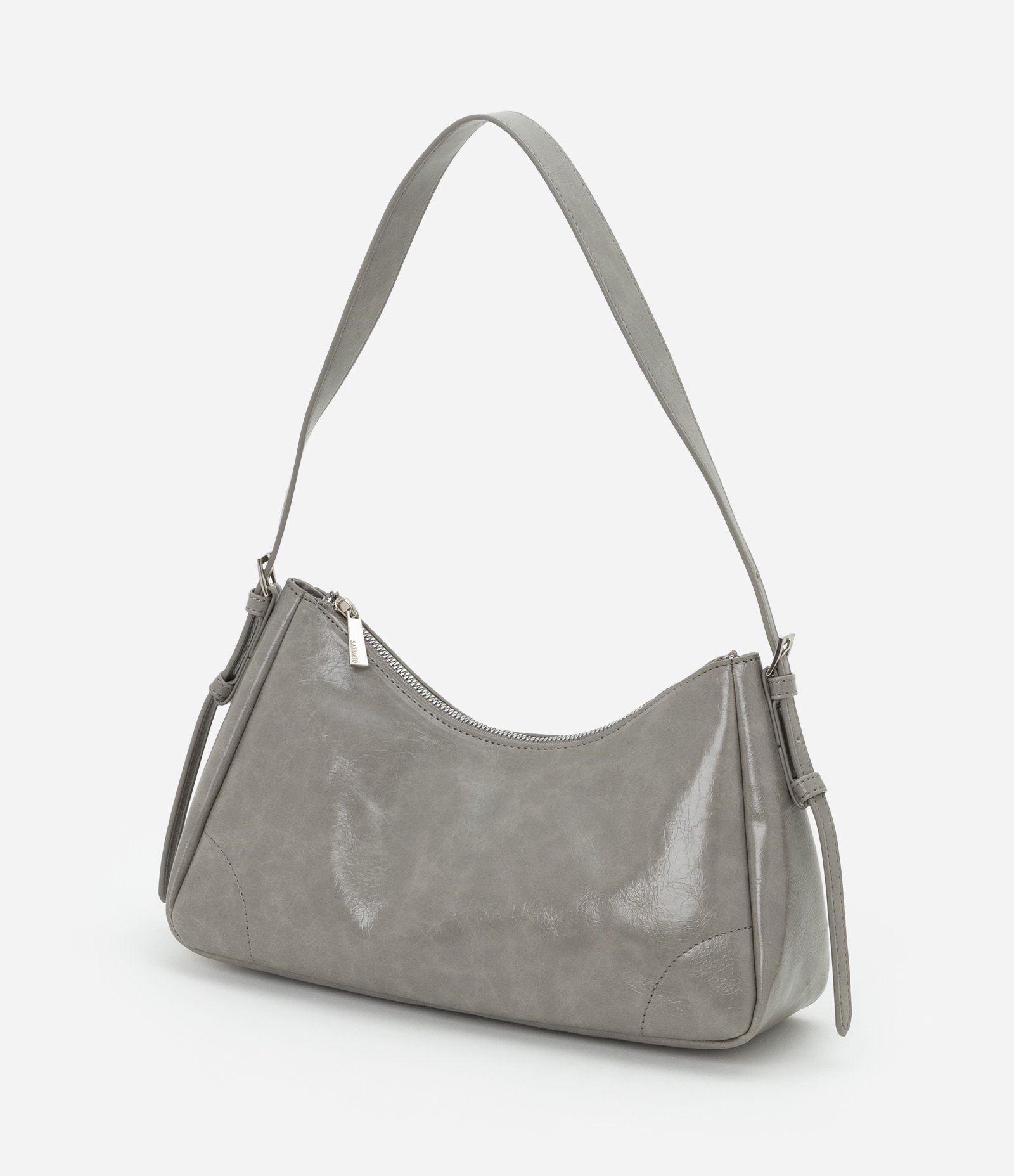 Bolsa Shoulder em PU com Alça de com Fivela Cinza 7