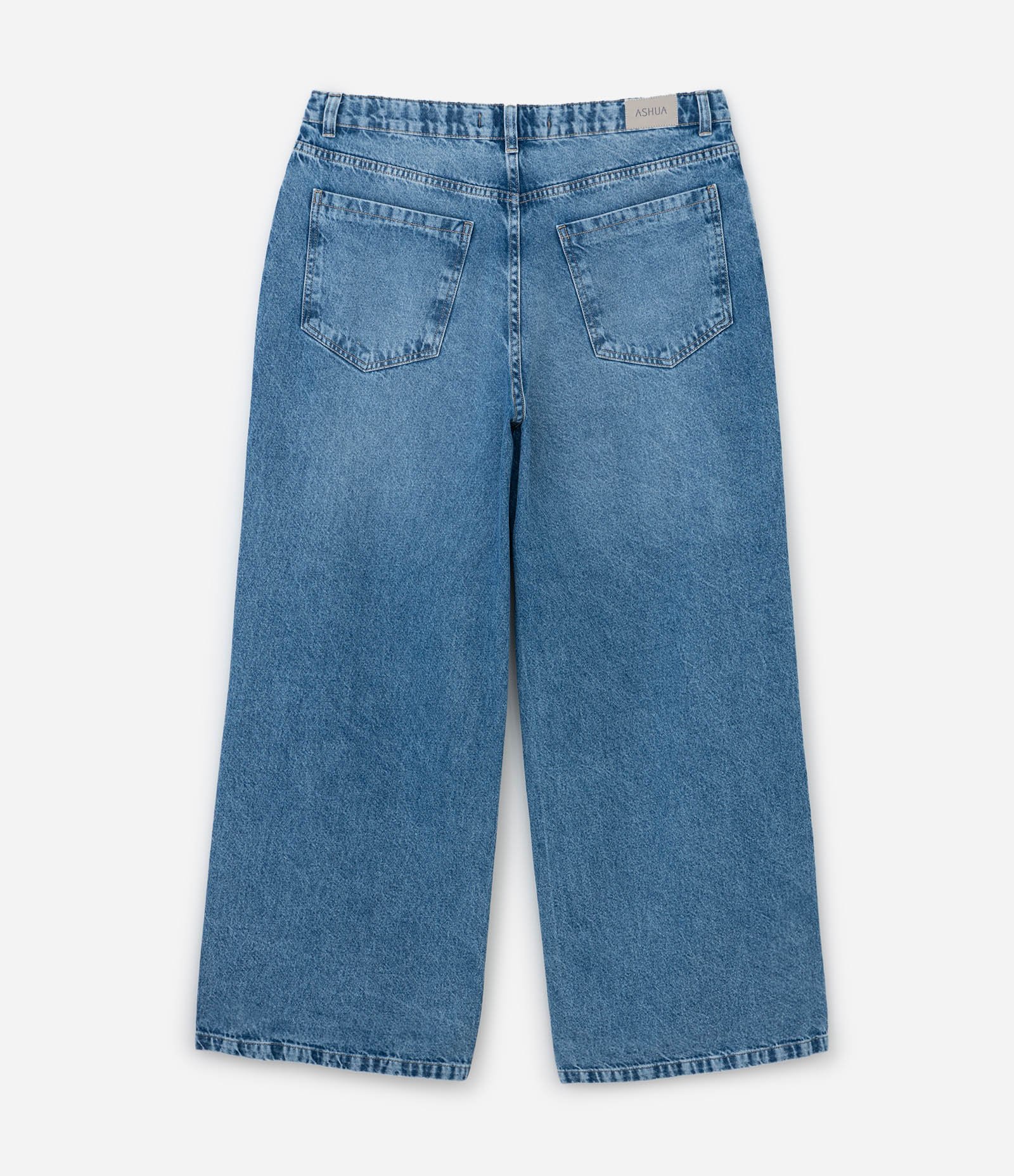 Calça Wide Leg Básica em Jeans Curve & Plus Size Azul 7