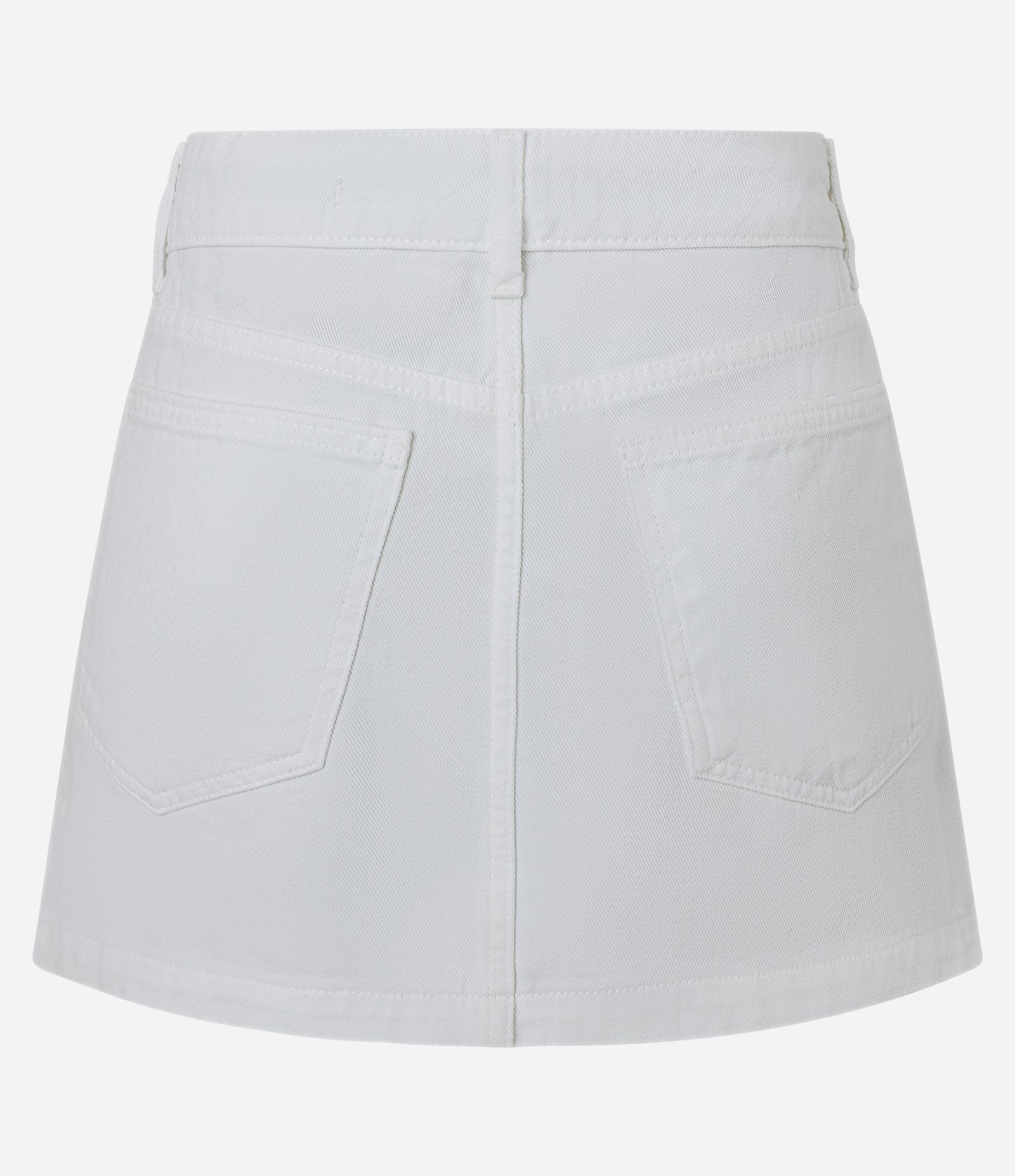 Minissaia em Sarja com Cintura Média e Bolsos Branco 2