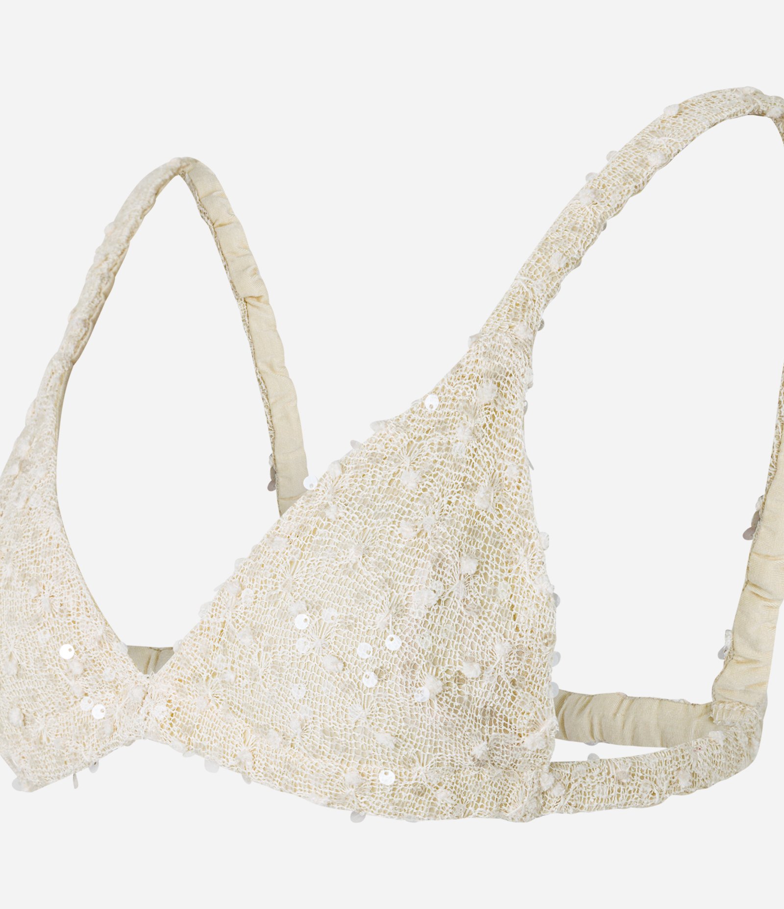 Top de Alça em Tricô com Paetês e Elástico Bege 6