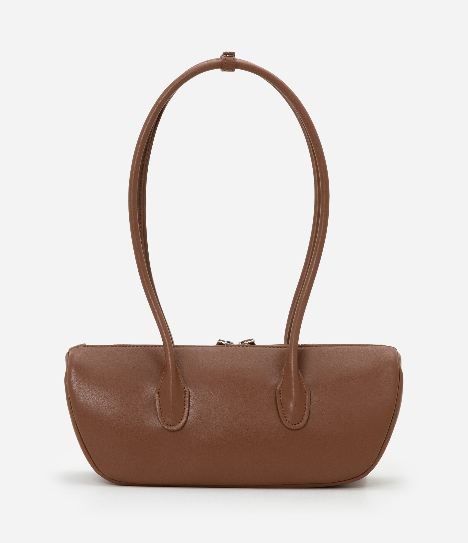 Bolsa Baguete em PU com Charm de Flor e Folha 3D Marrom 4