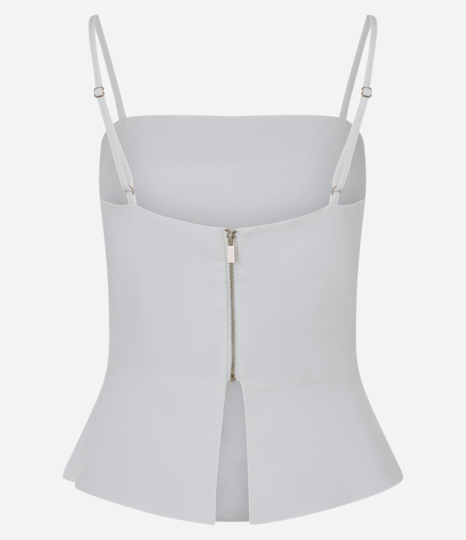 Blusa Peplum em Alfaiataria com Zíper nas Costas Branco 6