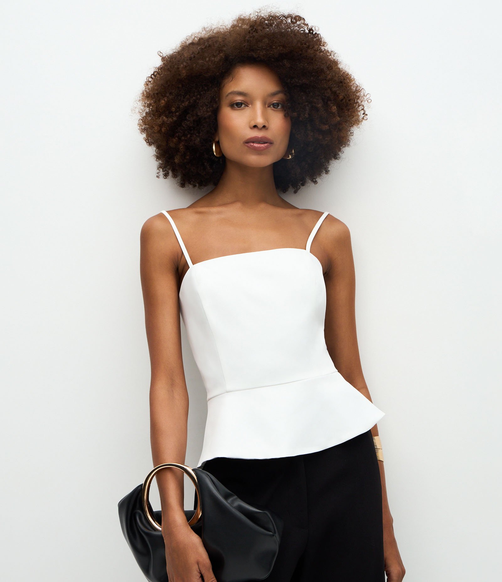 Blusa Peplum em Alfaiataria com Zíper nas Costas Branco 1