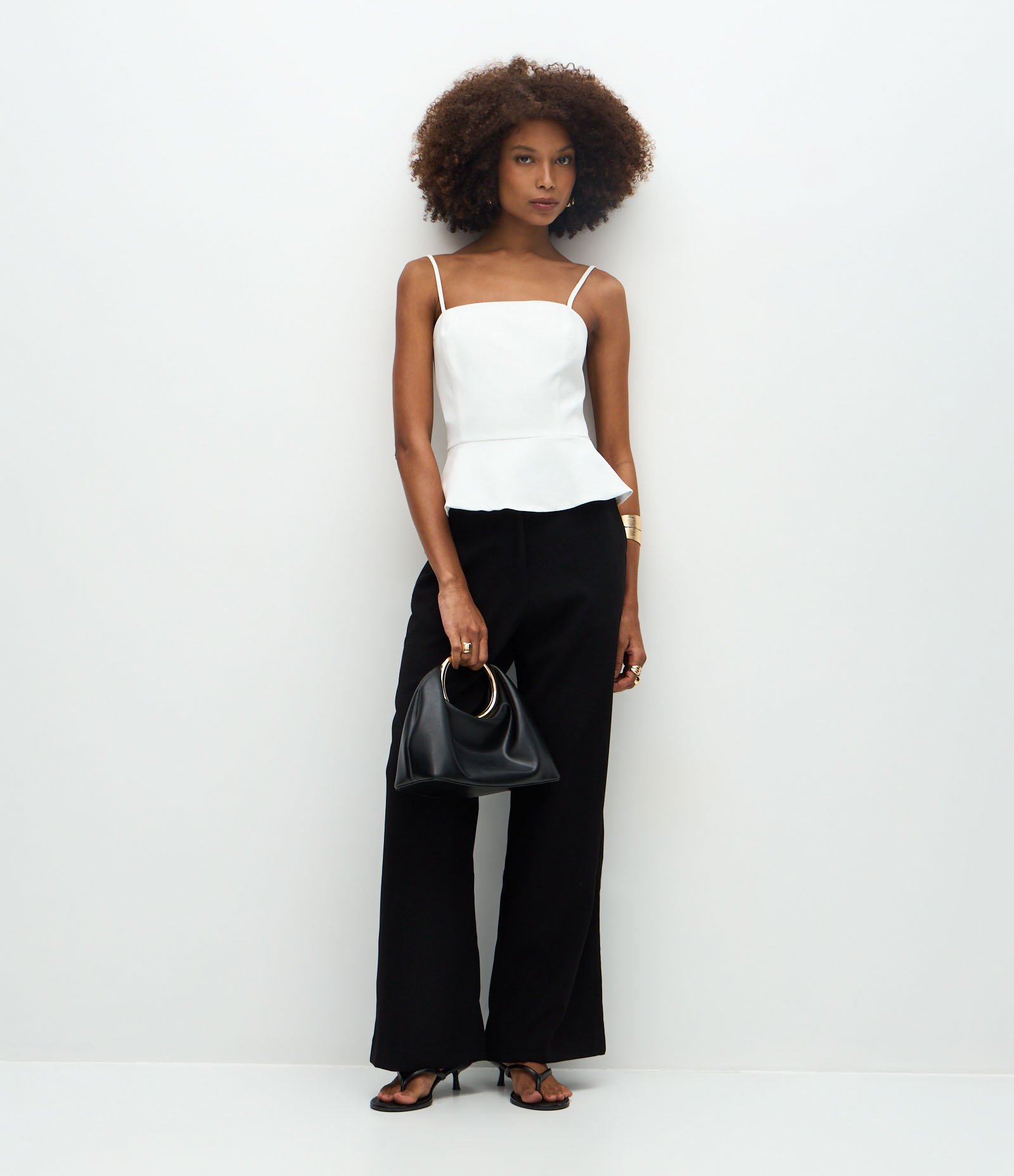 Blusa Peplum em Alfaiataria com Zíper nas Costas Branco 2