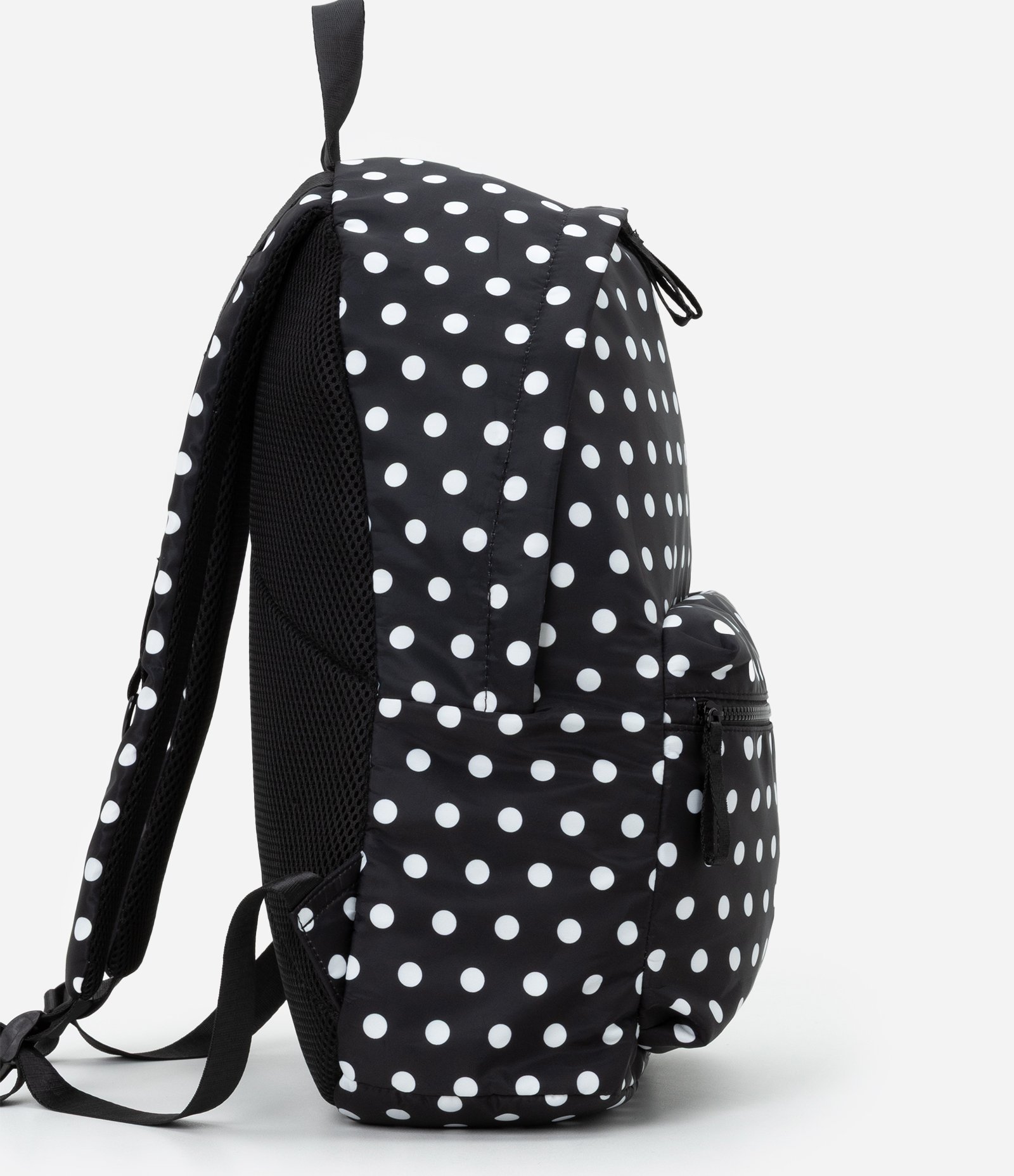 Mochila em PU com Estampa em Bolinhas com Bolsos Frontal e Lateral Preto 2