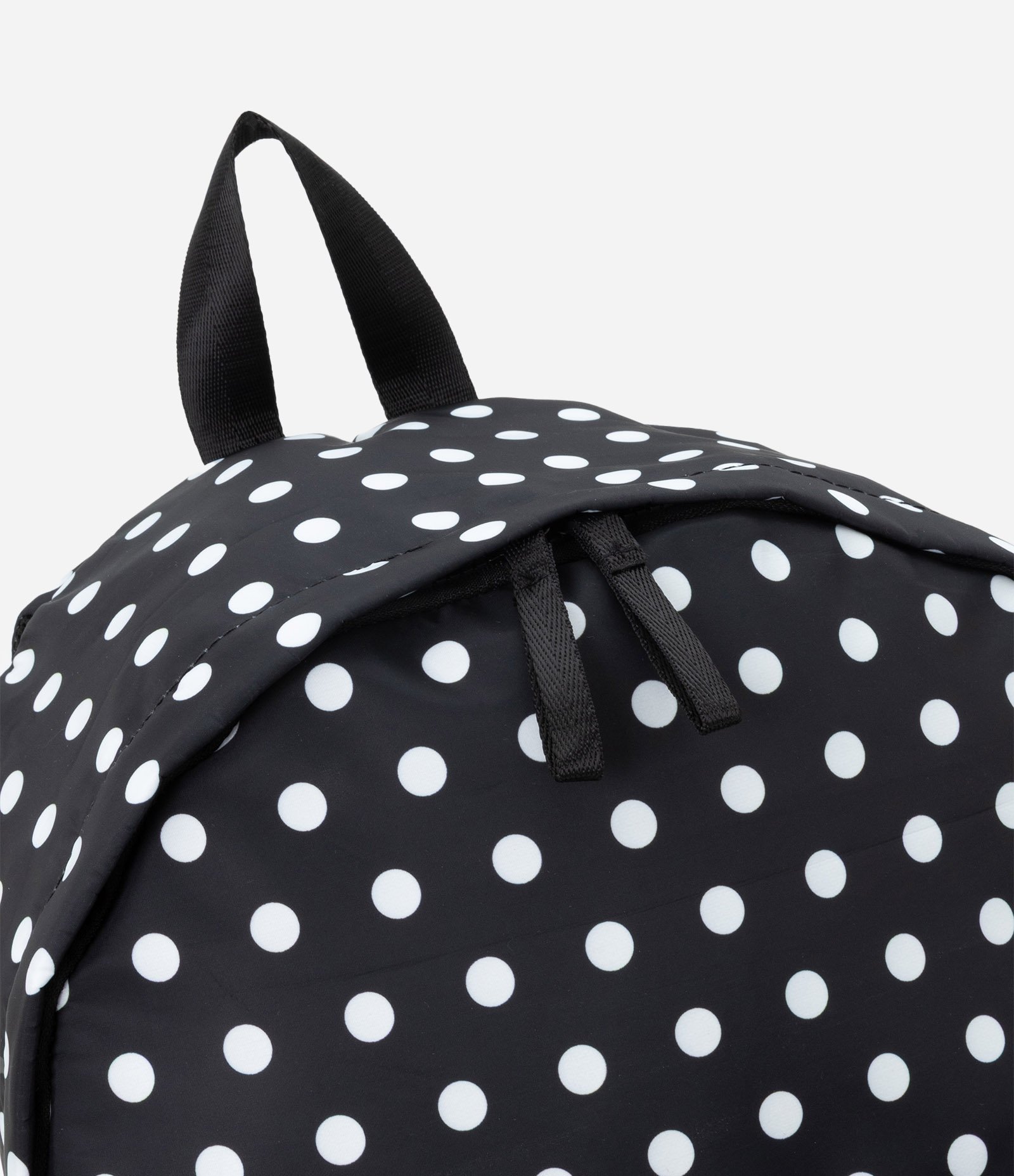 Mochila em PU com Estampa em Bolinhas com Bolsos Frontal e Lateral Preto 4
