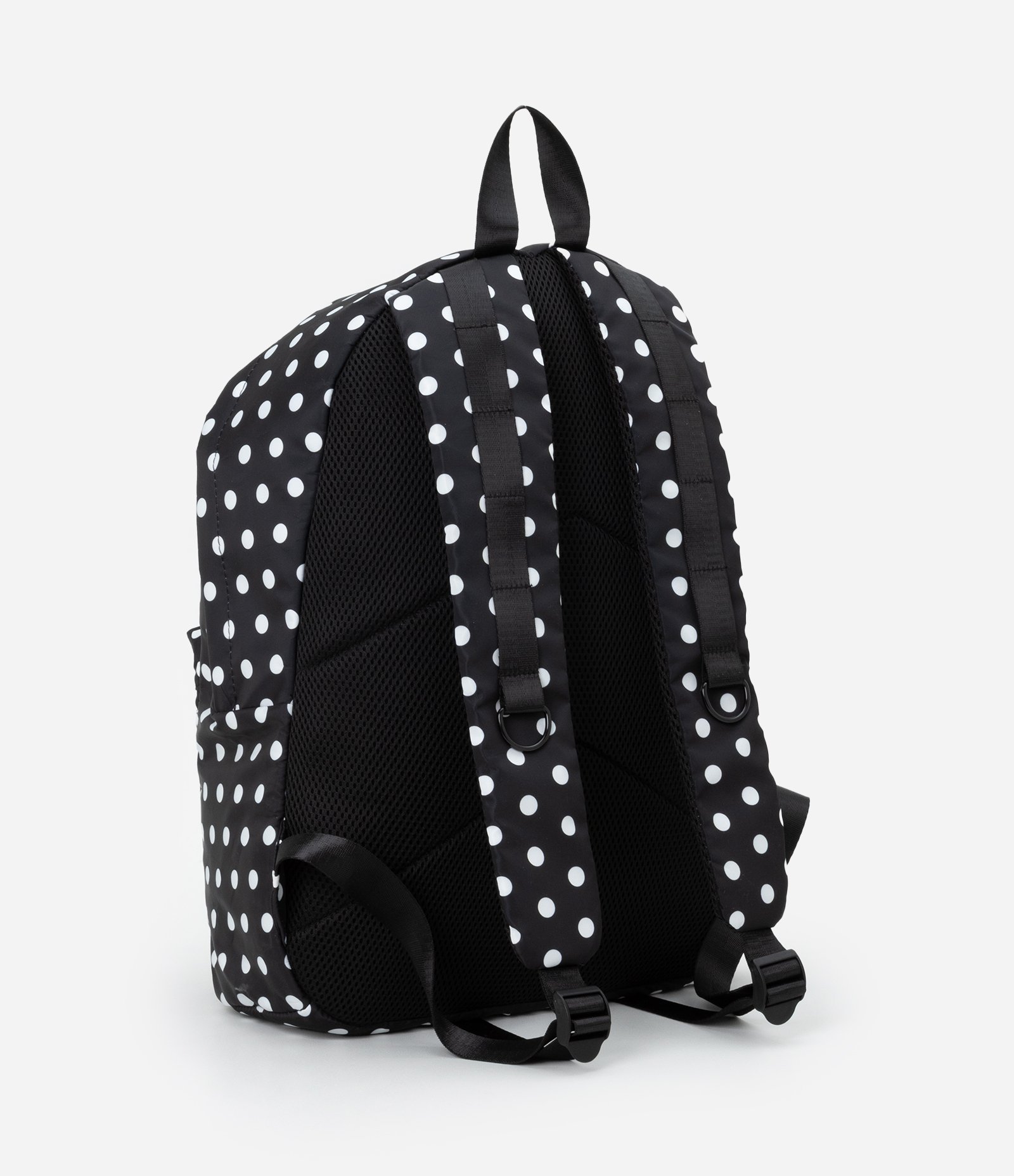 Mochila em PU com Estampa em Bolinhas com Bolsos Frontal e Lateral Preto 5