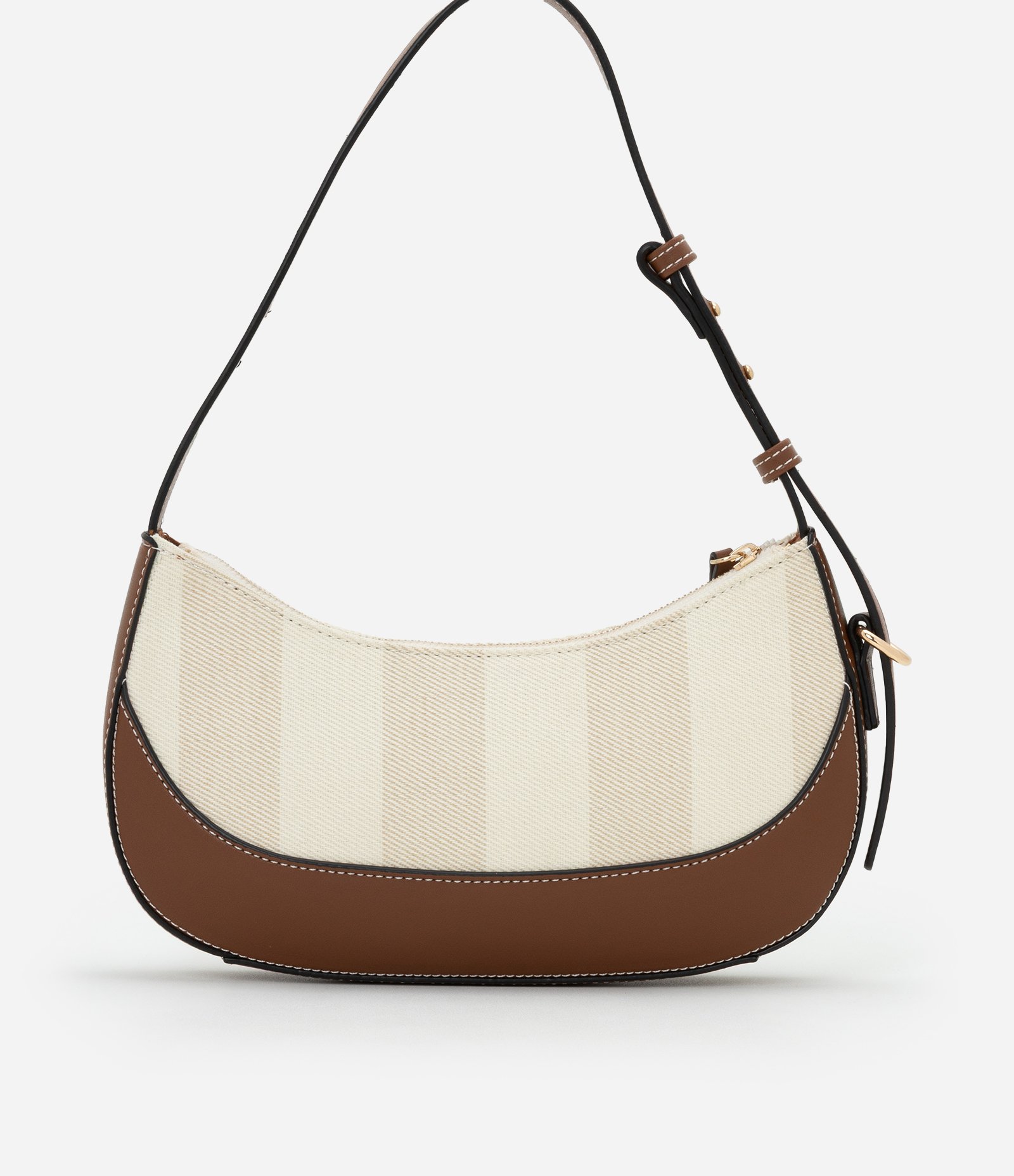 Bolsa Baguete Média com Listras Boho Romântico Off White 3