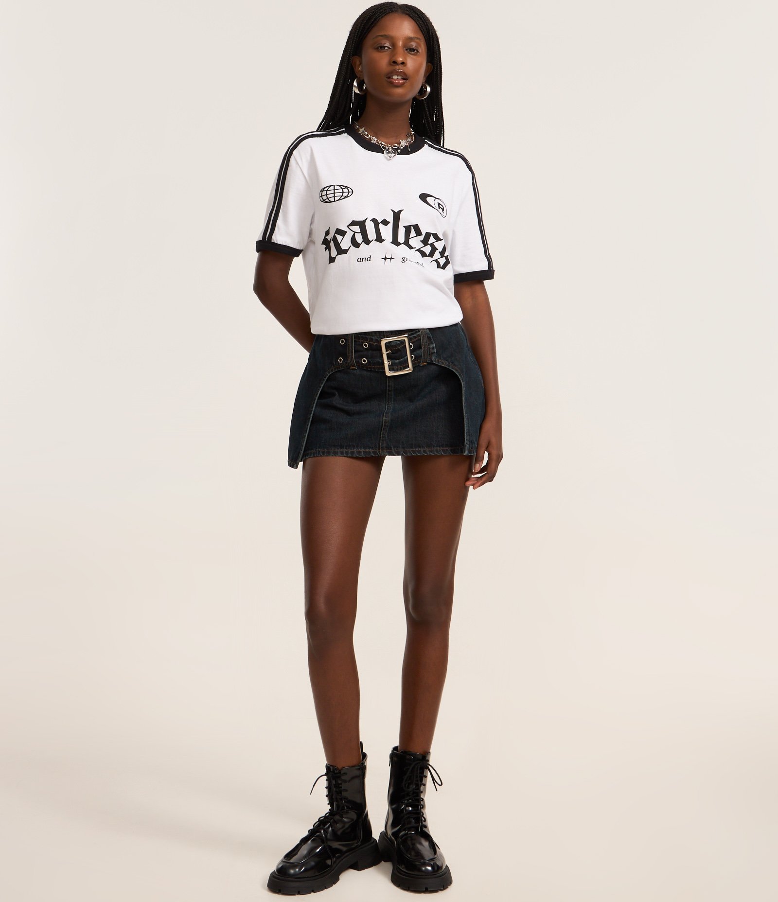 Camiseta T-shirt Sport Core Lettering Fearless Branco 2