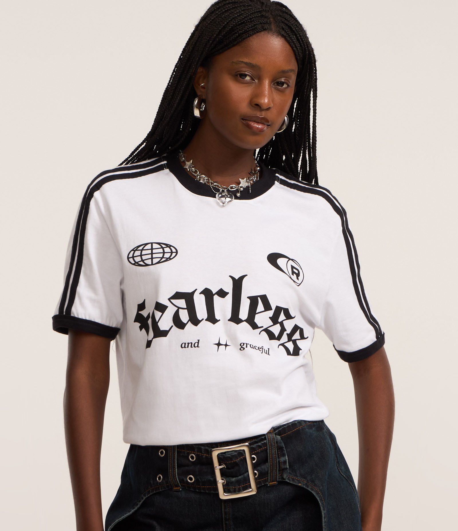 Camiseta T-shirt Sport Core Lettering Fearless Branco 3