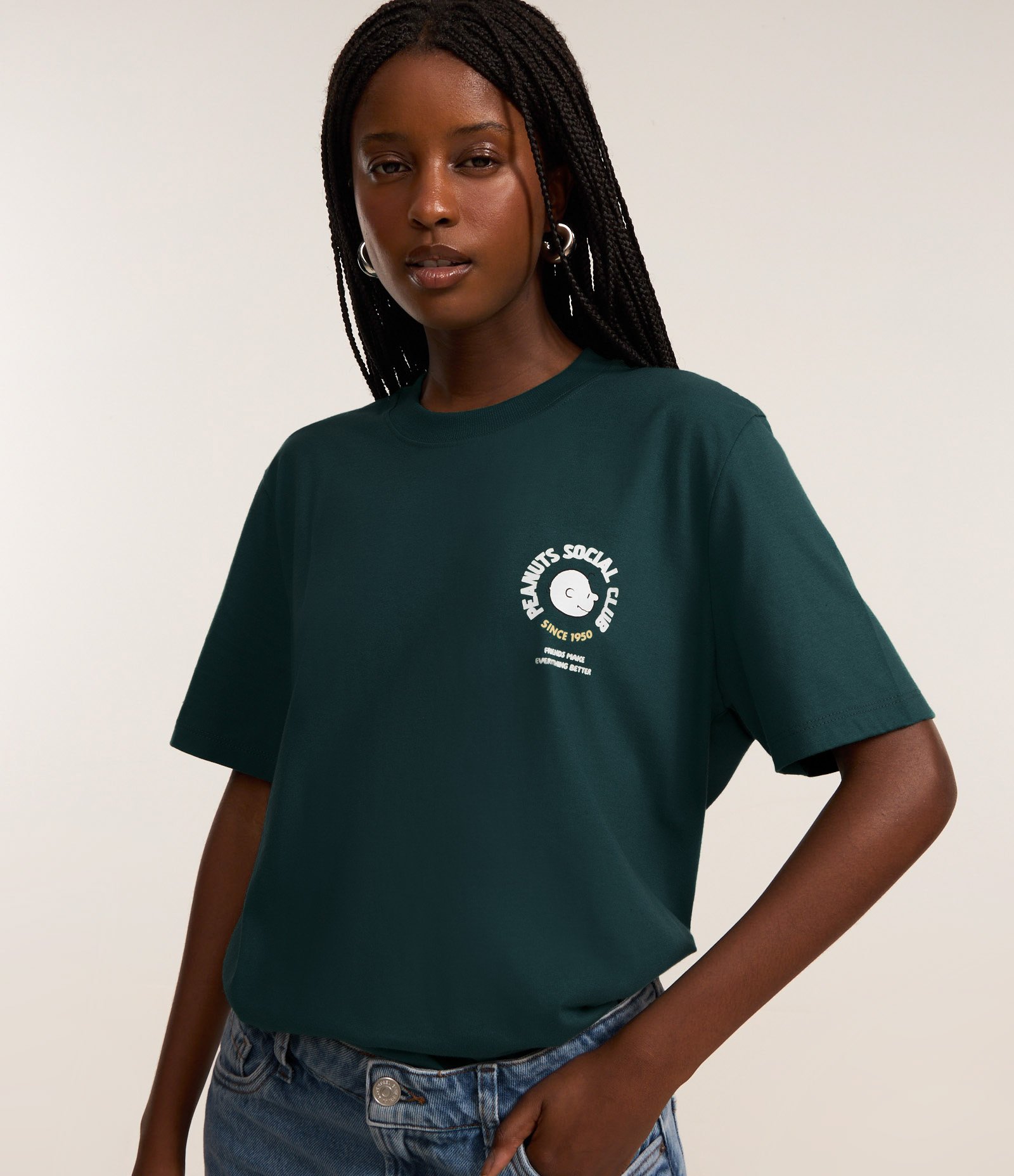 Camiseta T-shirt em Algodão do Snoppy e Amigos Verde 3