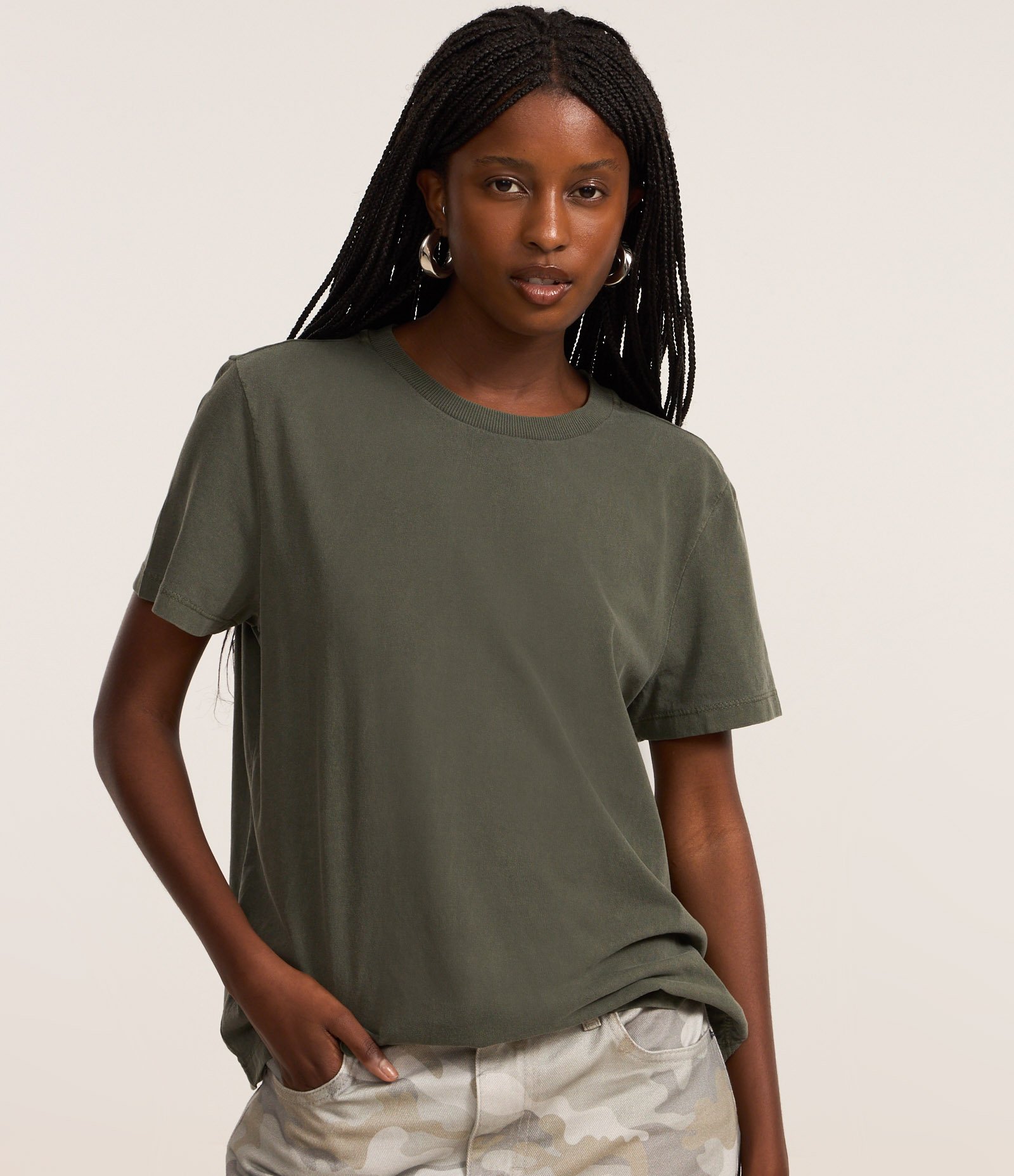 Camiseta T-shirt em Algodão Estonado Verde 1