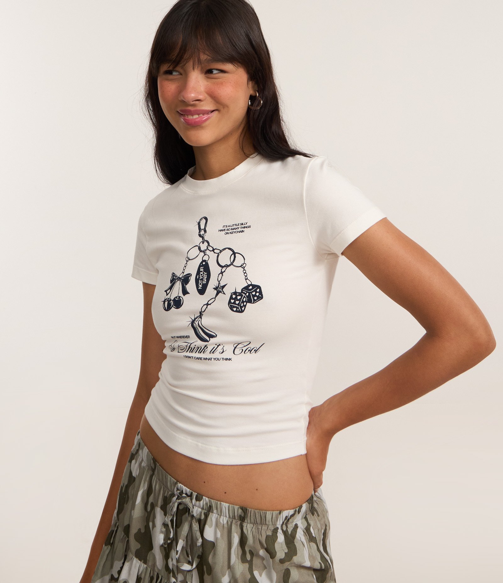 Camiseta New T-Shirt em Algodão com Estampa de Chaveiro Branco 3