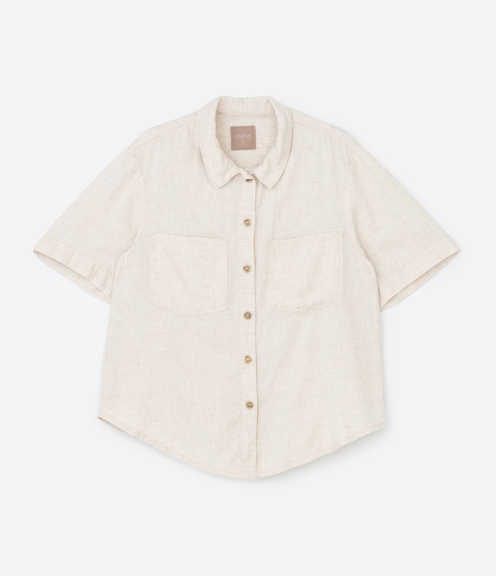 Camisa em Sarja com Bolsos Curve & Plus Size Off White 5