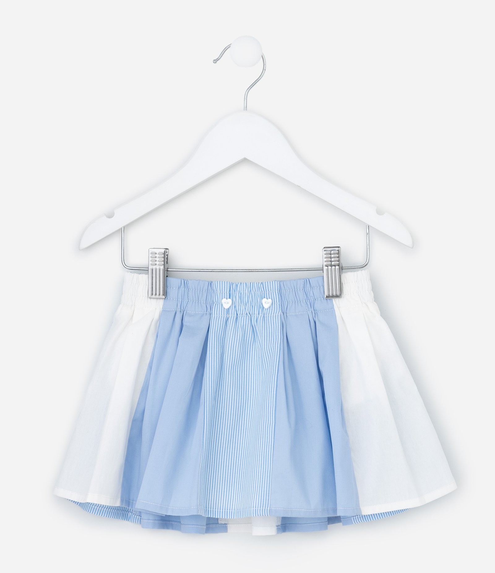 Saia Infantil em Tricoline Plissada com Listras – Tam 1 a 5/6 Anos Azul/Branco 1