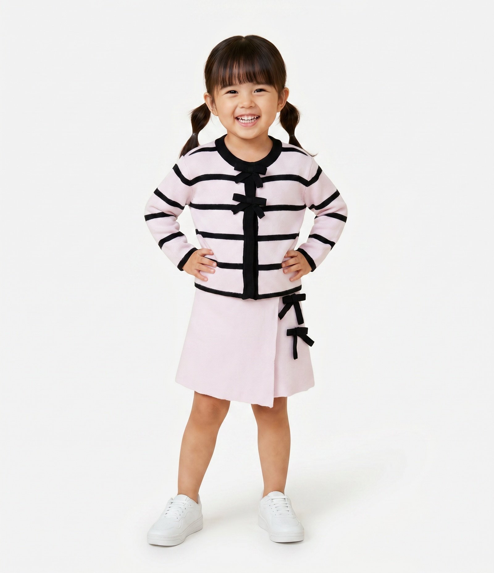 Short Saia Infantil com Laços Aplicados – Tam 1 a 6 Anos Rosa Claro 1
