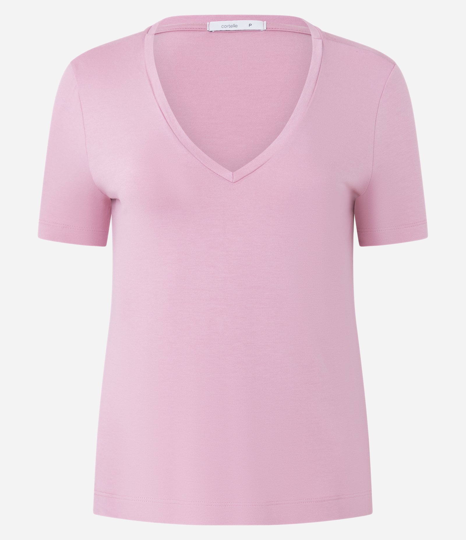 Blusa Básica em Viscose com Decote V Rosa Pastel 5