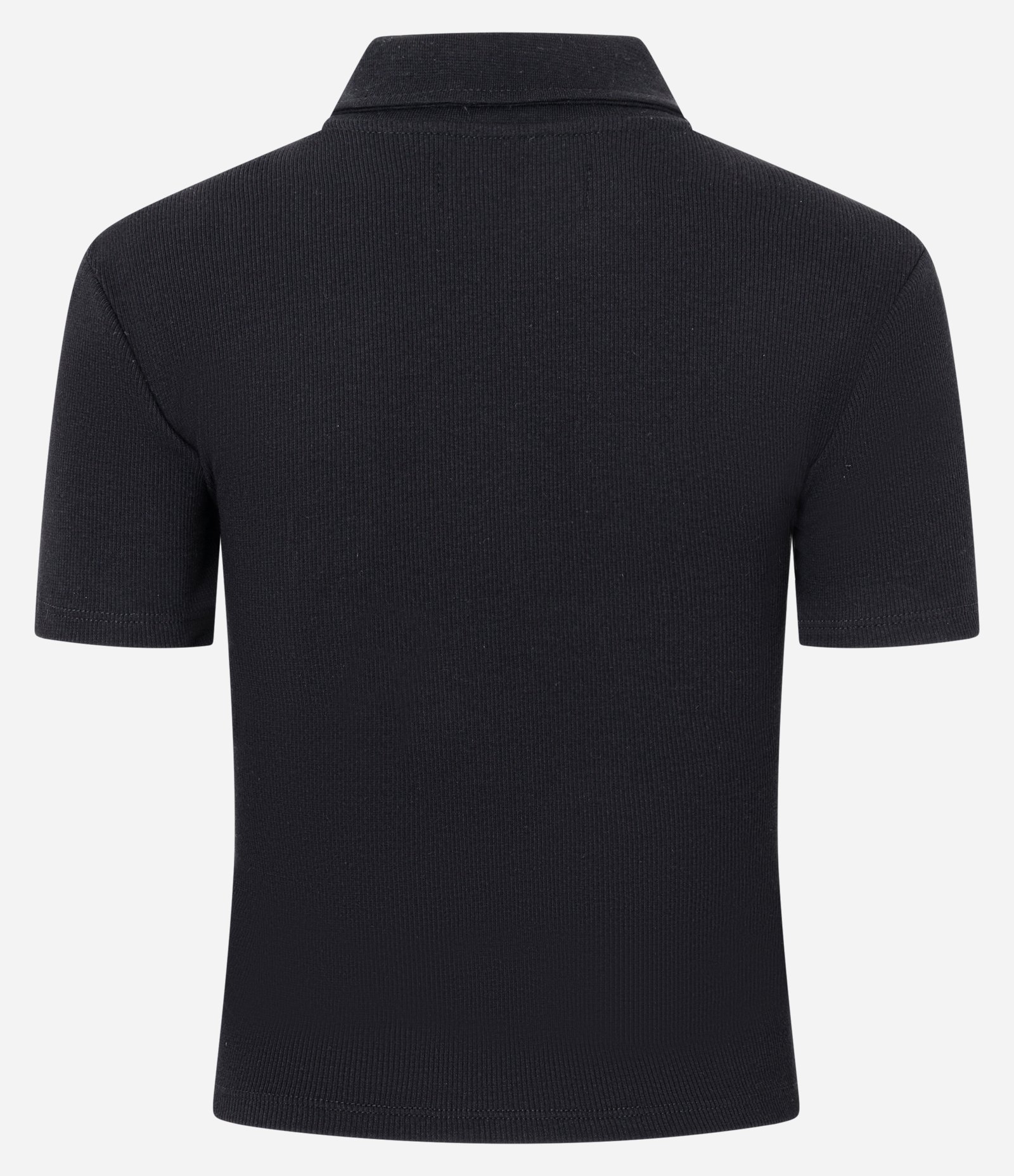 Blusa em Ribana com Gola Polo e Abotoamento Frontal Preto 7