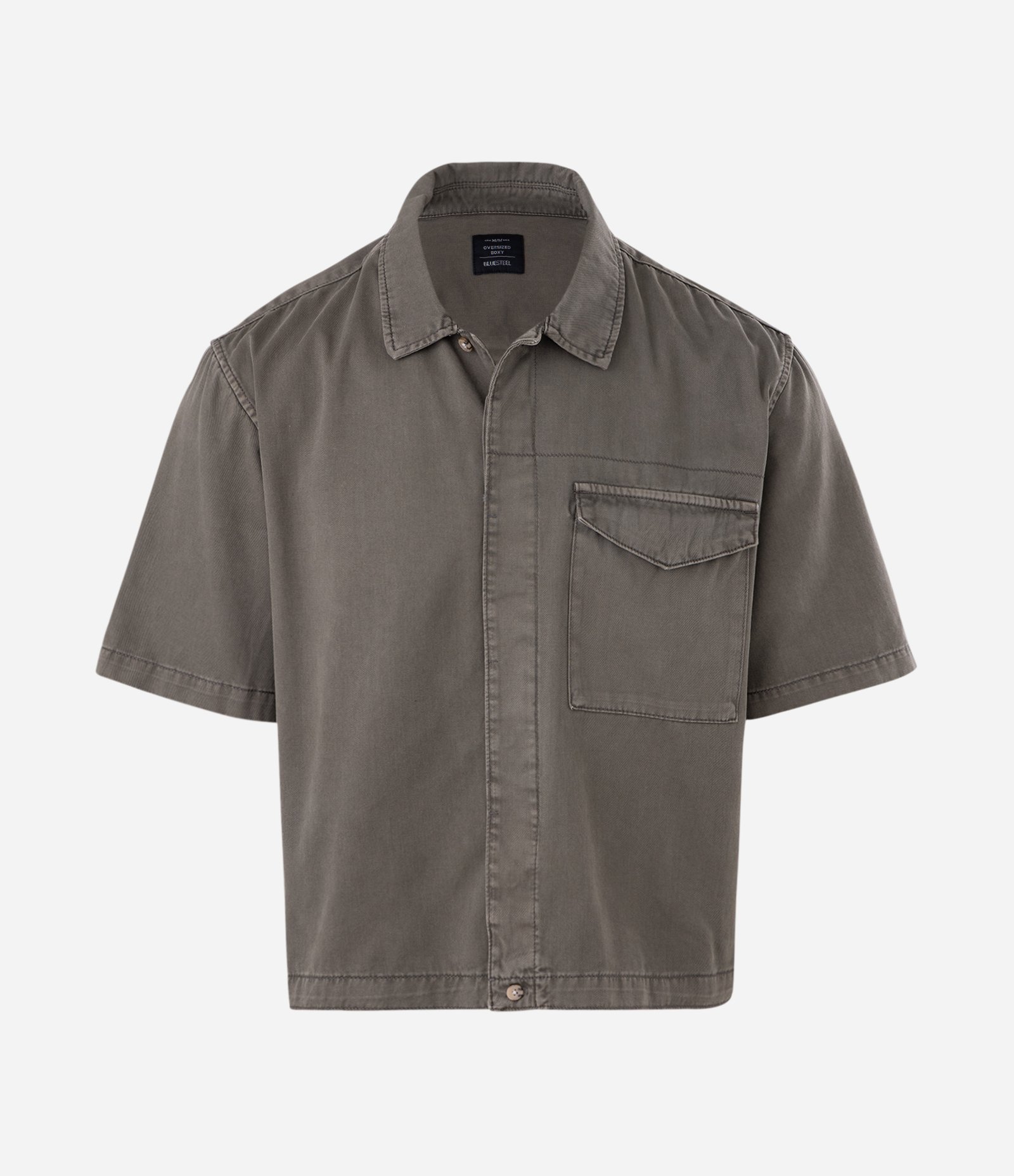Camisa Overboxy em Sarja com Bolso Envelope Frontal Verde 1