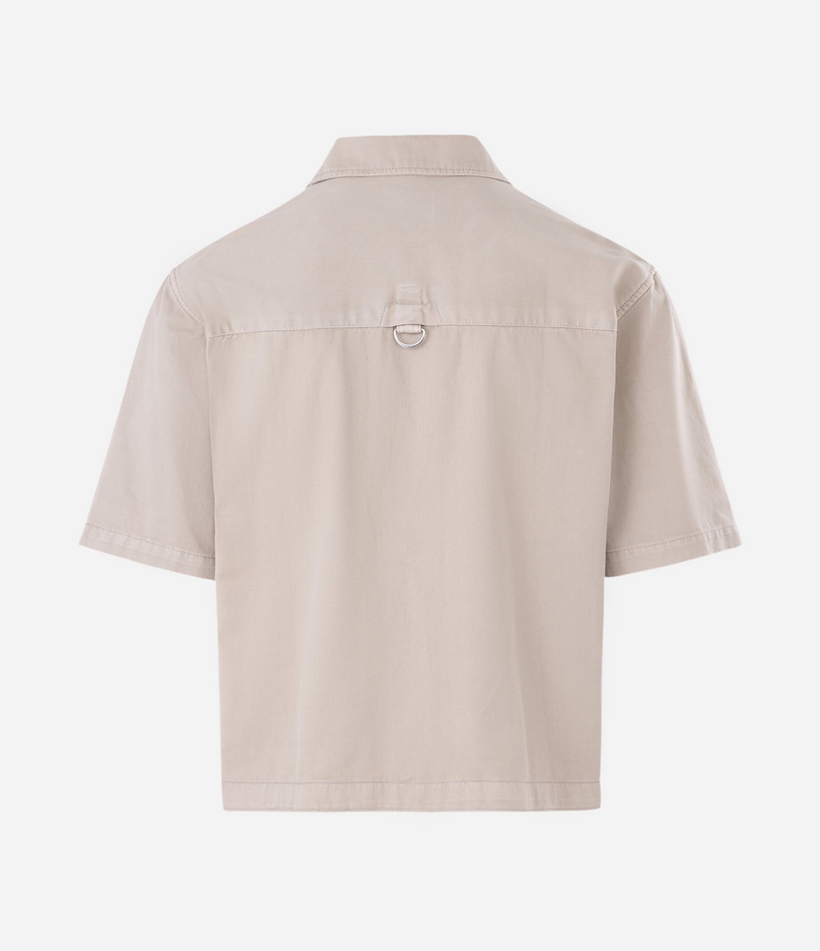 Camisa Overboxy em Sarja com Bolso Envelope Frontal Bege 2