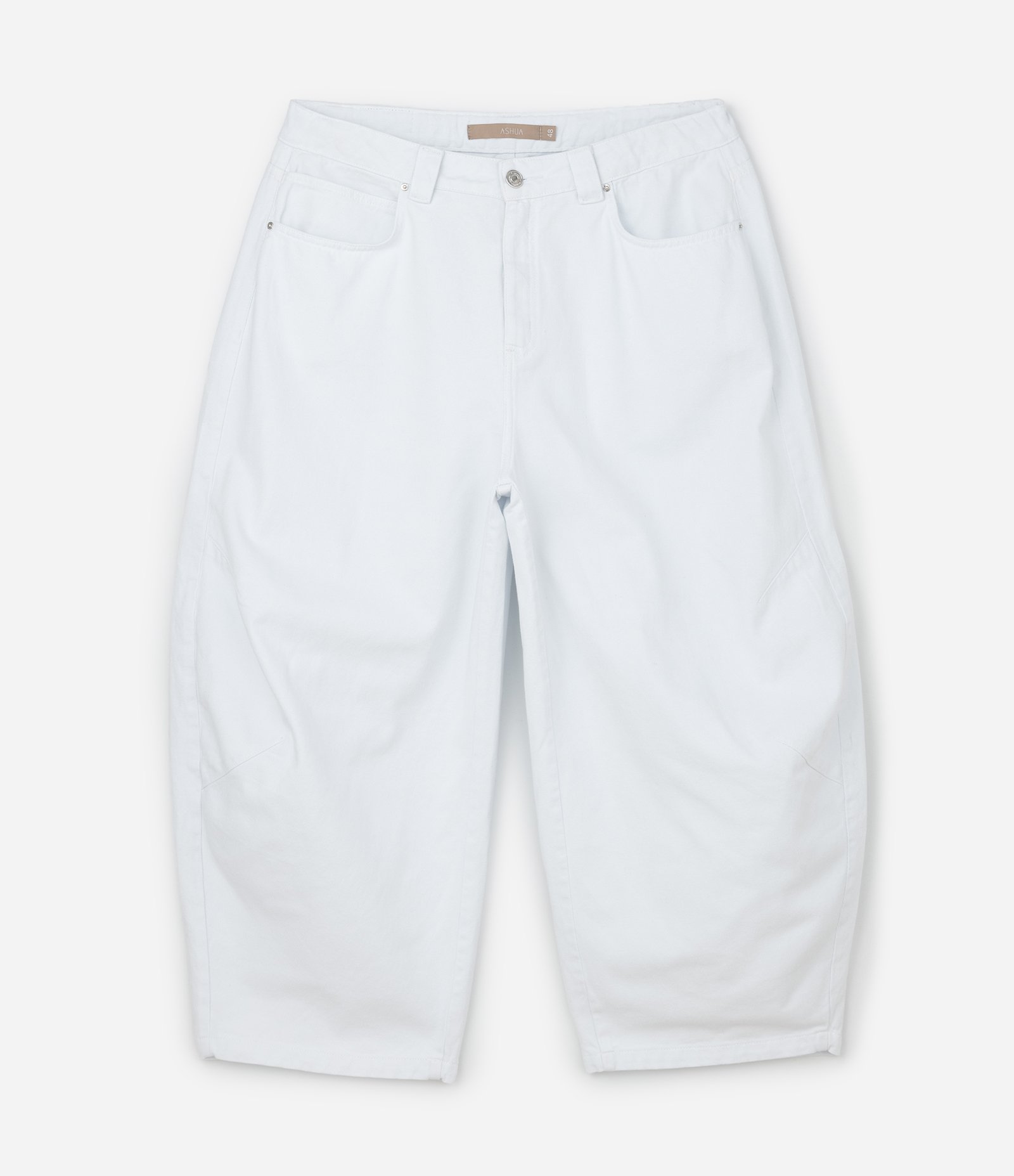Calça Barrel em Sarja com Pences Curve & Plus Size Branco 1