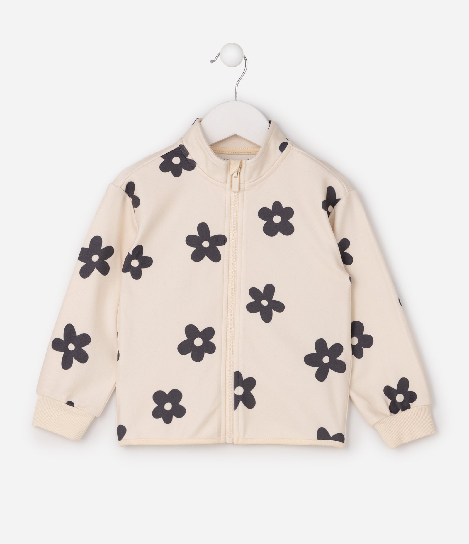 Jaqueta Infantil Manga Longa Estampa Floral - Tam 1 a 6 Anos Bege 1