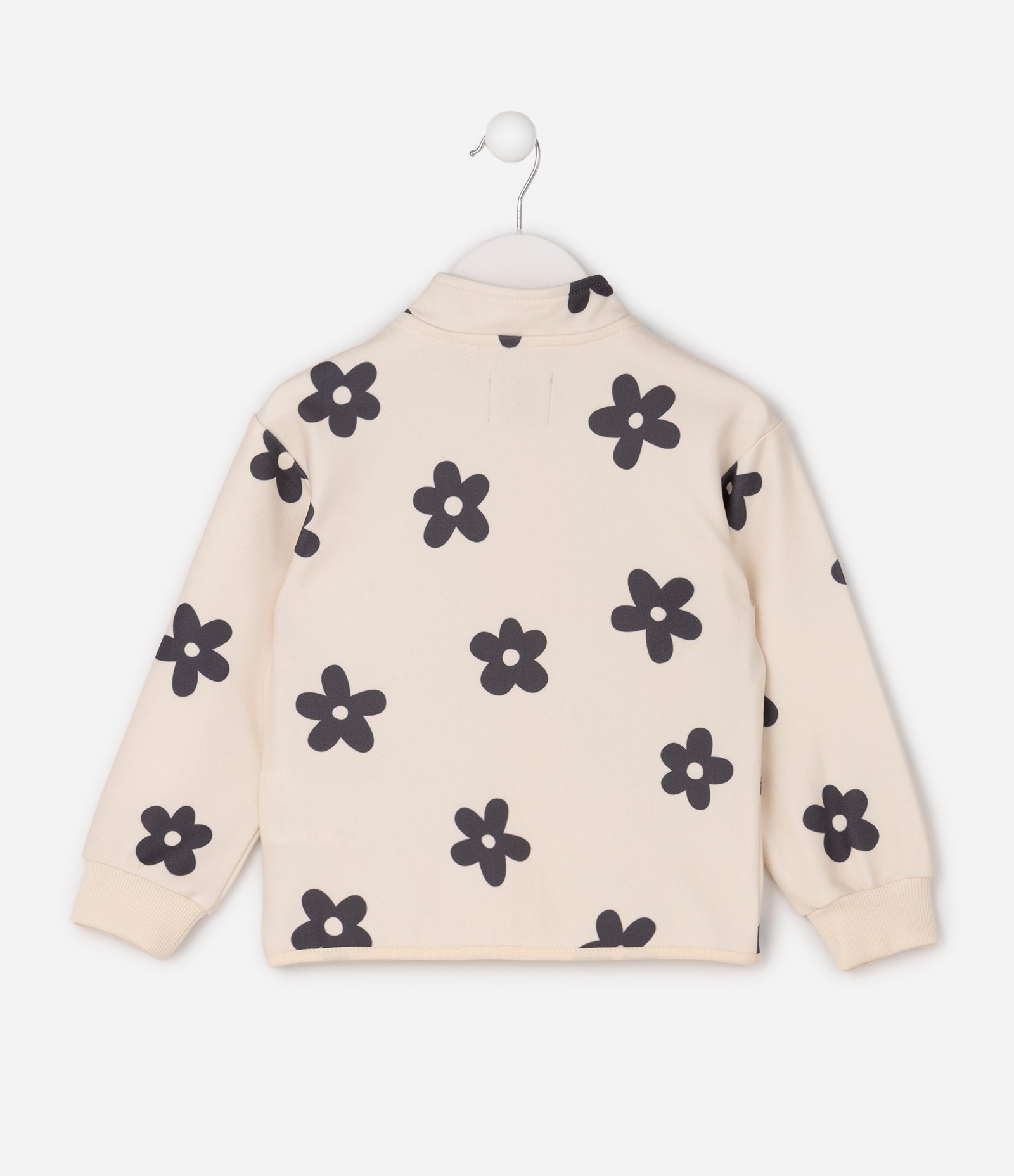 Jaqueta Infantil Manga Longa Estampa Floral - Tam 1 a 6 Anos Bege 2