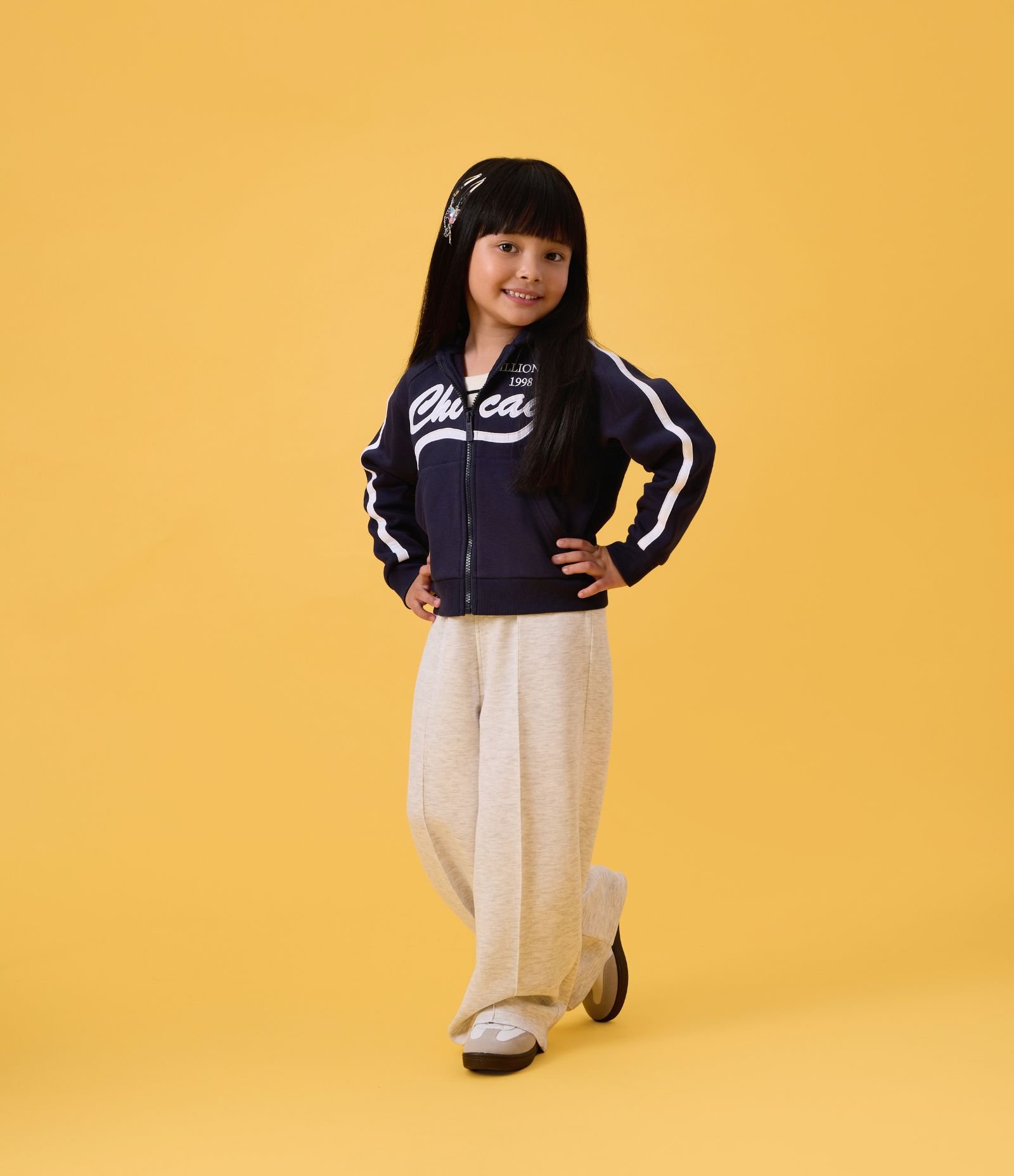 Calça Infantil Wide Leg em Moletom Sem Felpa – Tam 1 a 6 Anos Cinza Claro 1