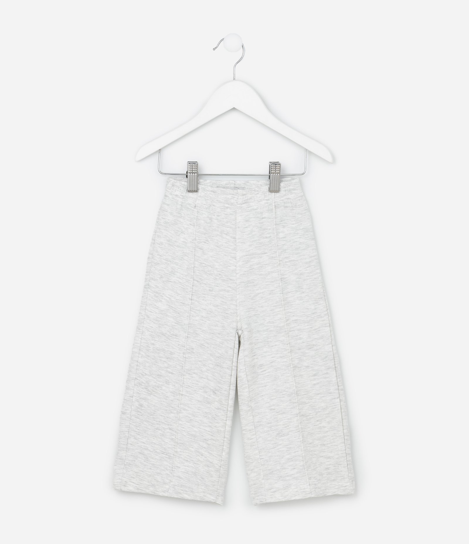 Calça Infantil Wide Leg em Moletom Sem Felpa – Tam 1 a 6 Anos Cinza Claro 2