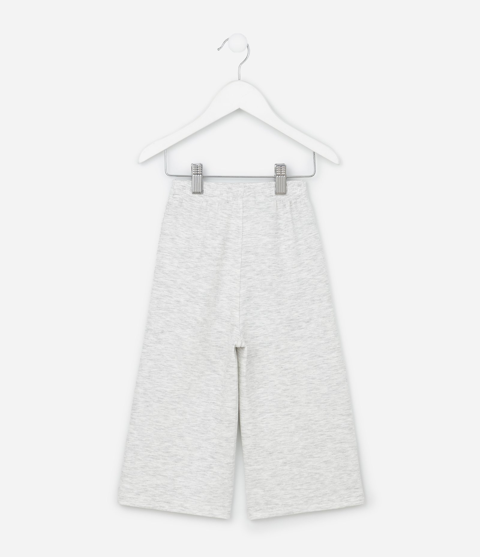Calça Infantil Wide Leg em Moletom Sem Felpa – Tam 1 a 6 Anos Cinza Claro 3