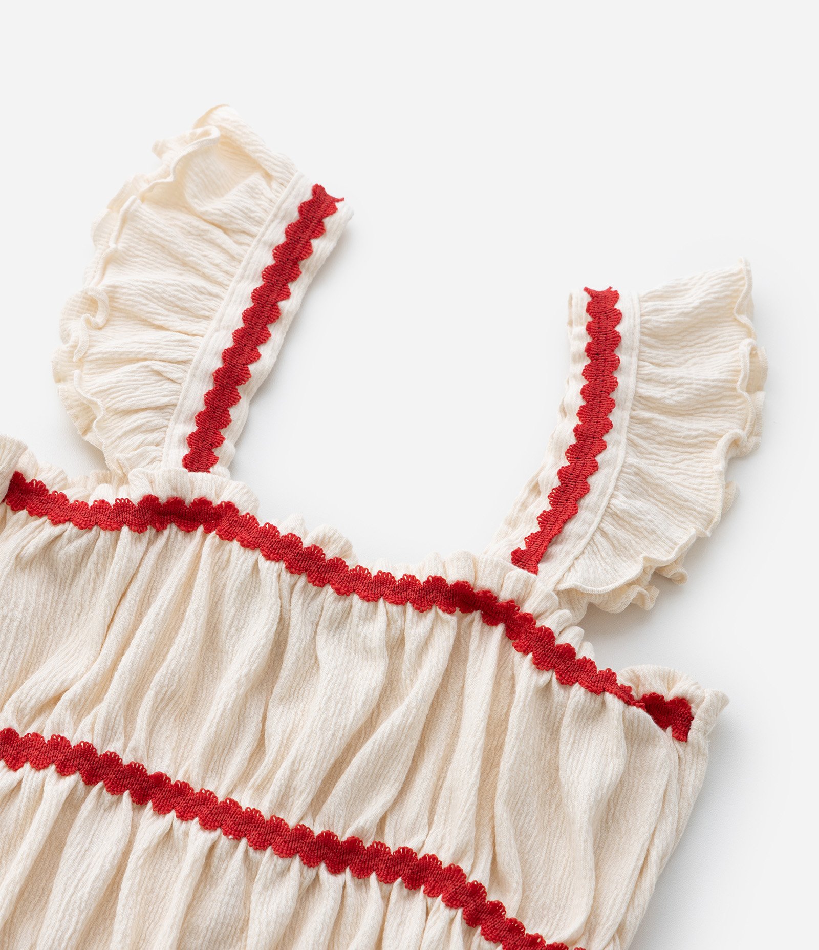 Blusa Infantil em Anarruga com Aplicação de Sianinha Babados e Texturizada - Tam 7 a 14 Anos Bege 6