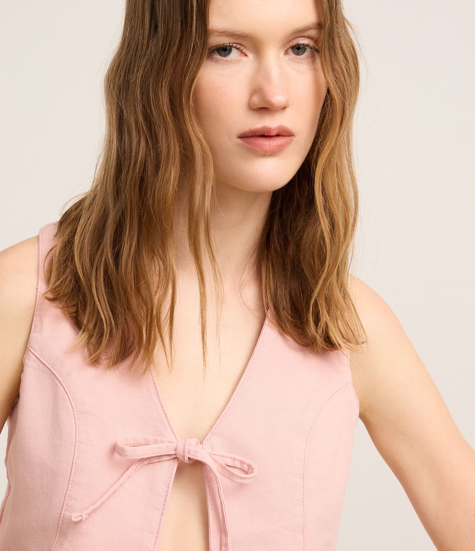 Colete em Sarja com Amarração Frontal Rosa 4