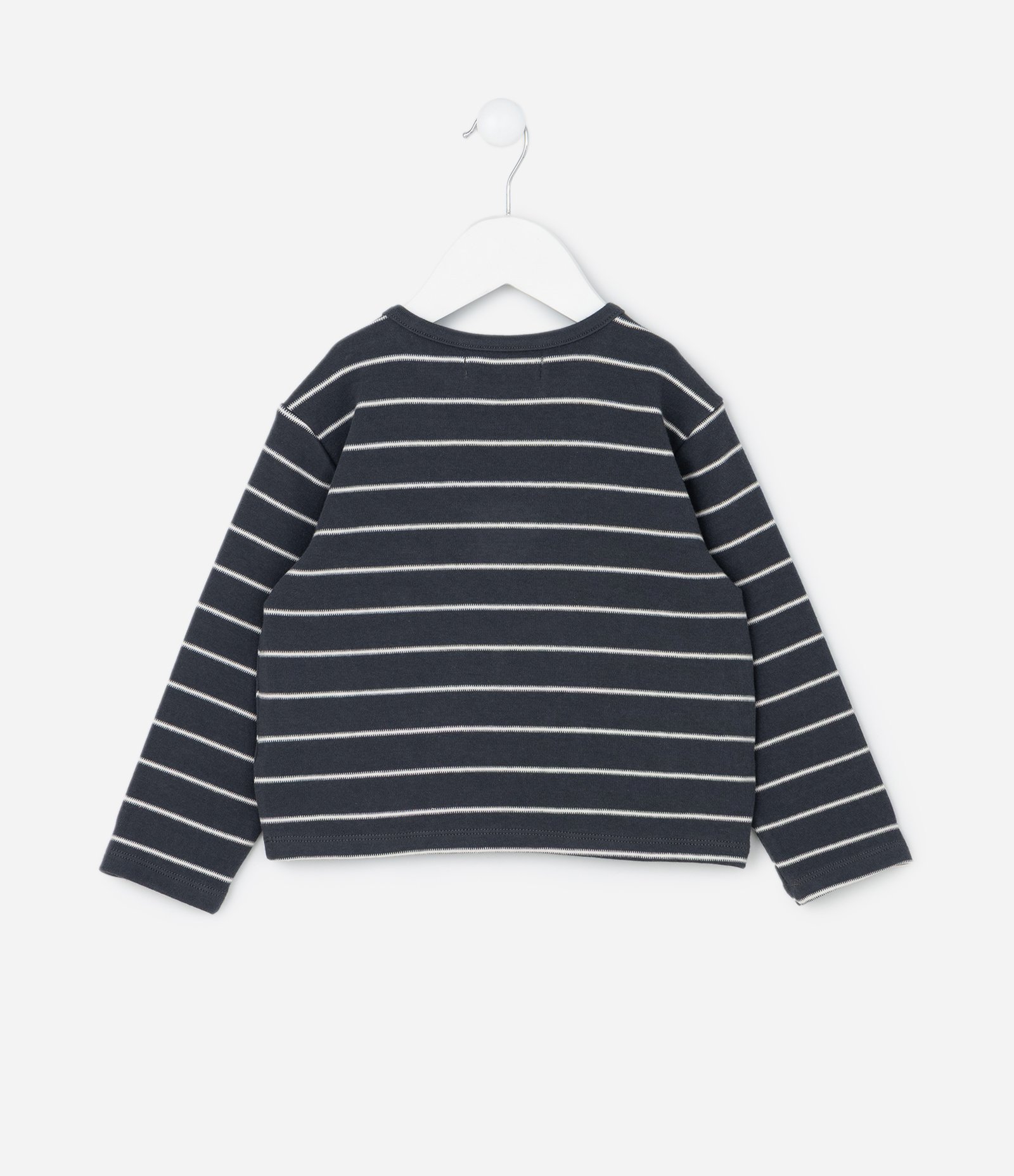 Camiseta Infantil em Jacquard Listrado com Bordado de Ursa – Tam 1 a 5/6 Anos Azul Noite 2