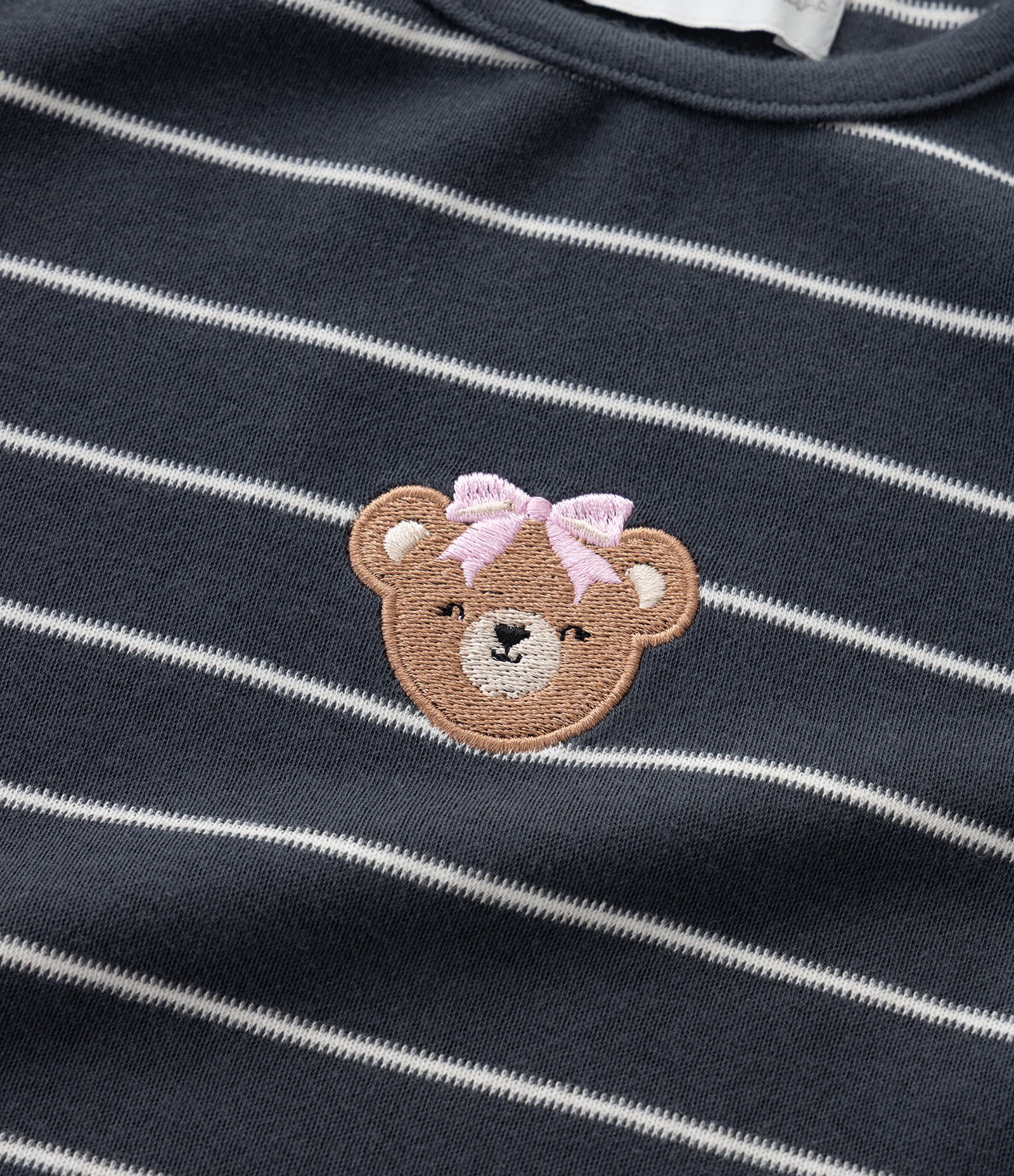 Camiseta Infantil em Jacquard Listrado com Bordado de Ursa – Tam 1 a 5/6 Anos Azul Noite 4