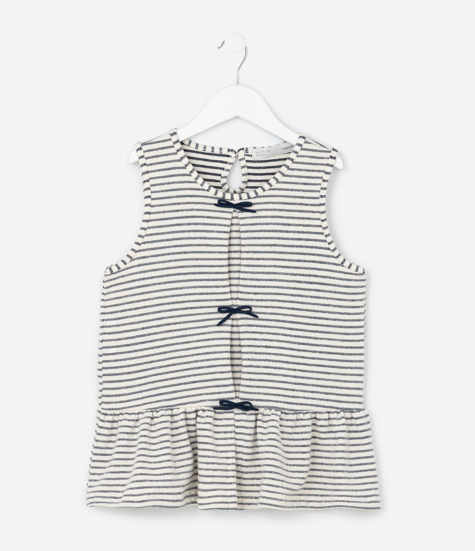 Blusa Infantil Slim em Moletinho com Estampa de Listras e Laços Aplicados - Tam 7 a 14 Anos Branco/Preto 2