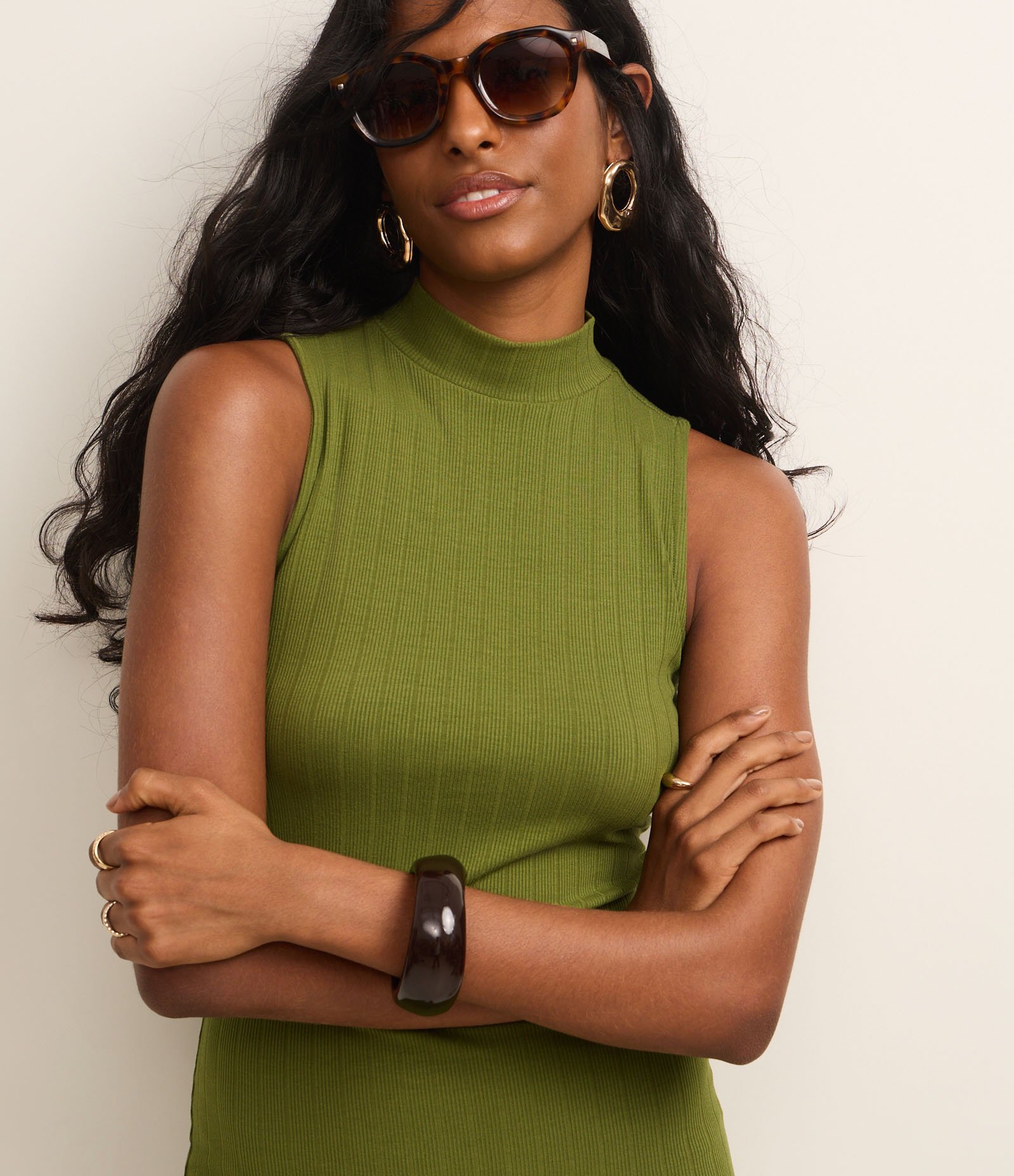 Vestido Midi Canelado em Ribana com Gola Altinha Verde 6