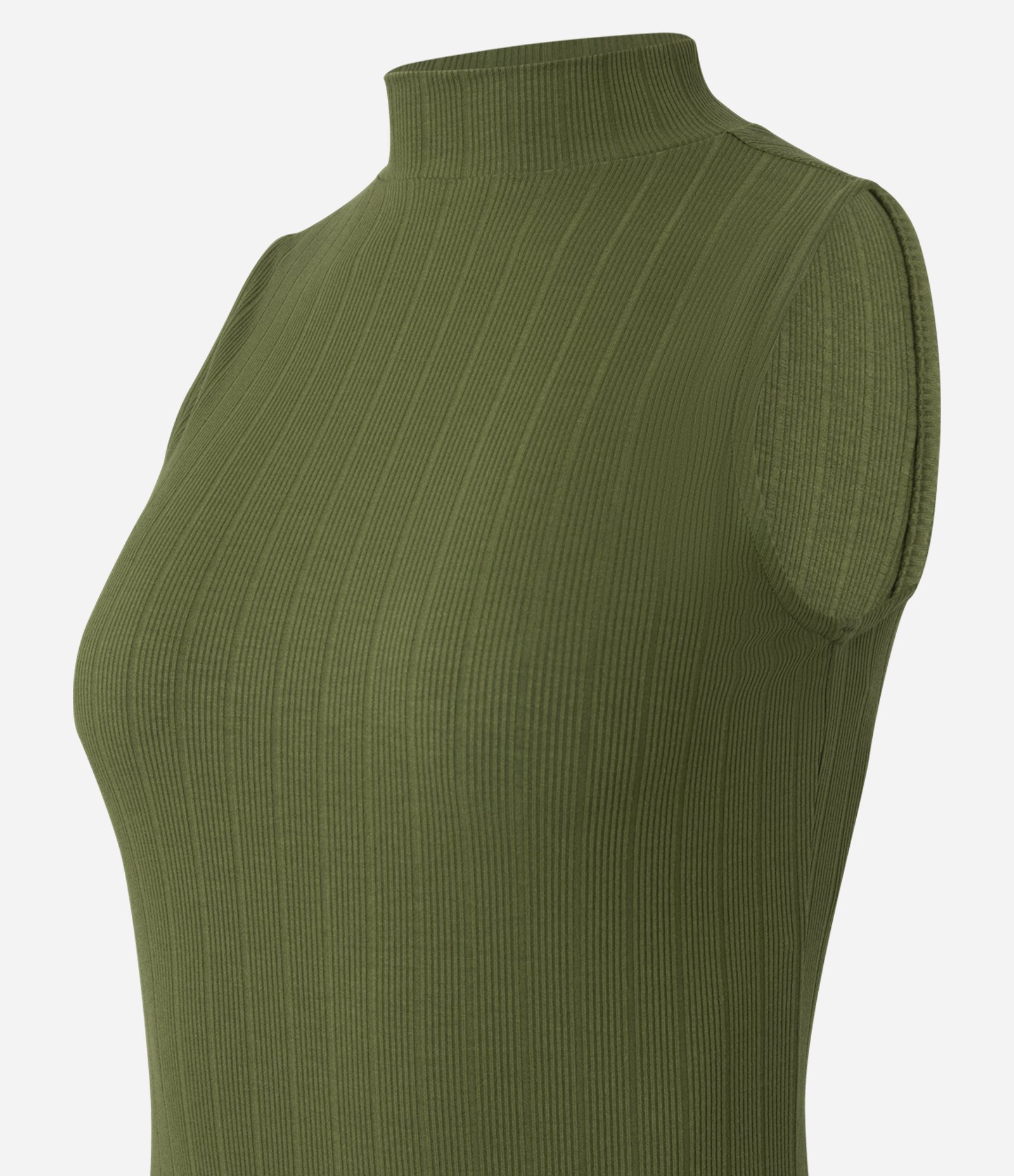 Vestido Midi Canelado em Ribana com Gola Altinha Verde 8