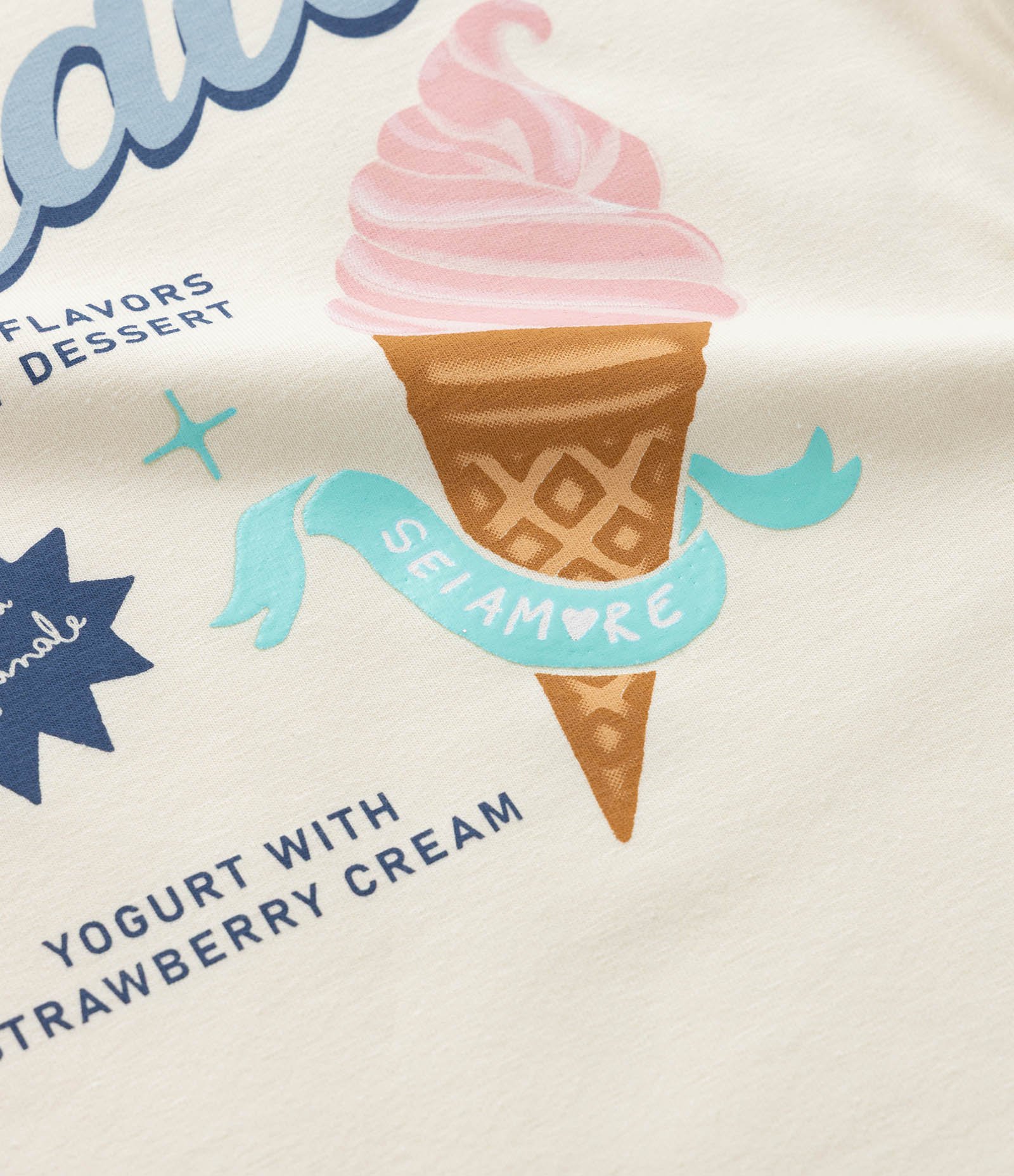 Camiseta Infantil Baby Tee com Estampa de Sorvete - Tam 5 A 14 Off White 3