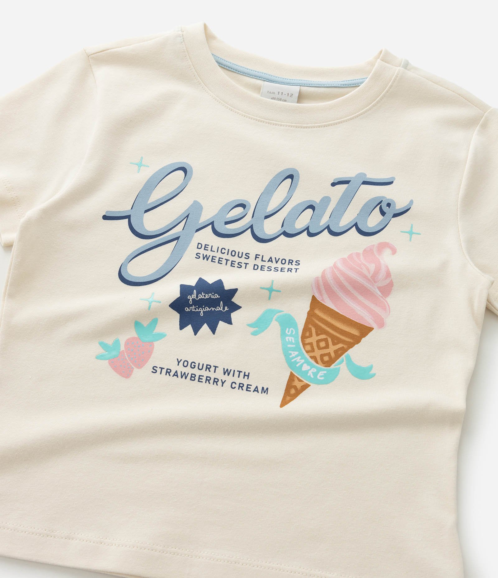 Camiseta Infantil Baby Tee com Estampa de Sorvete - Tam 5 A 14 Off White 5
