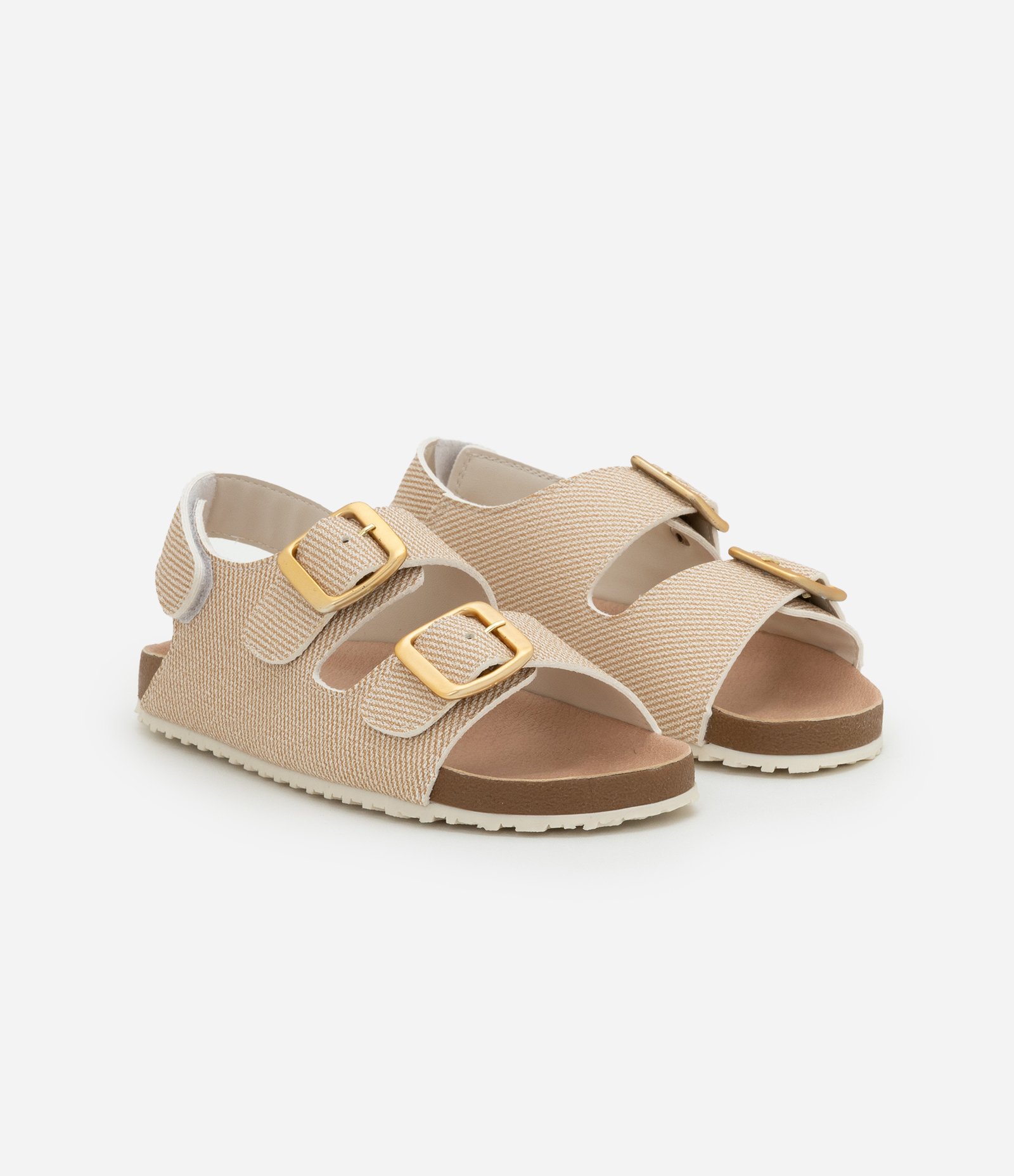 Sandália em PU Infantil com Fechamento por Velcro - Tam 28 ao 34 Bege 1