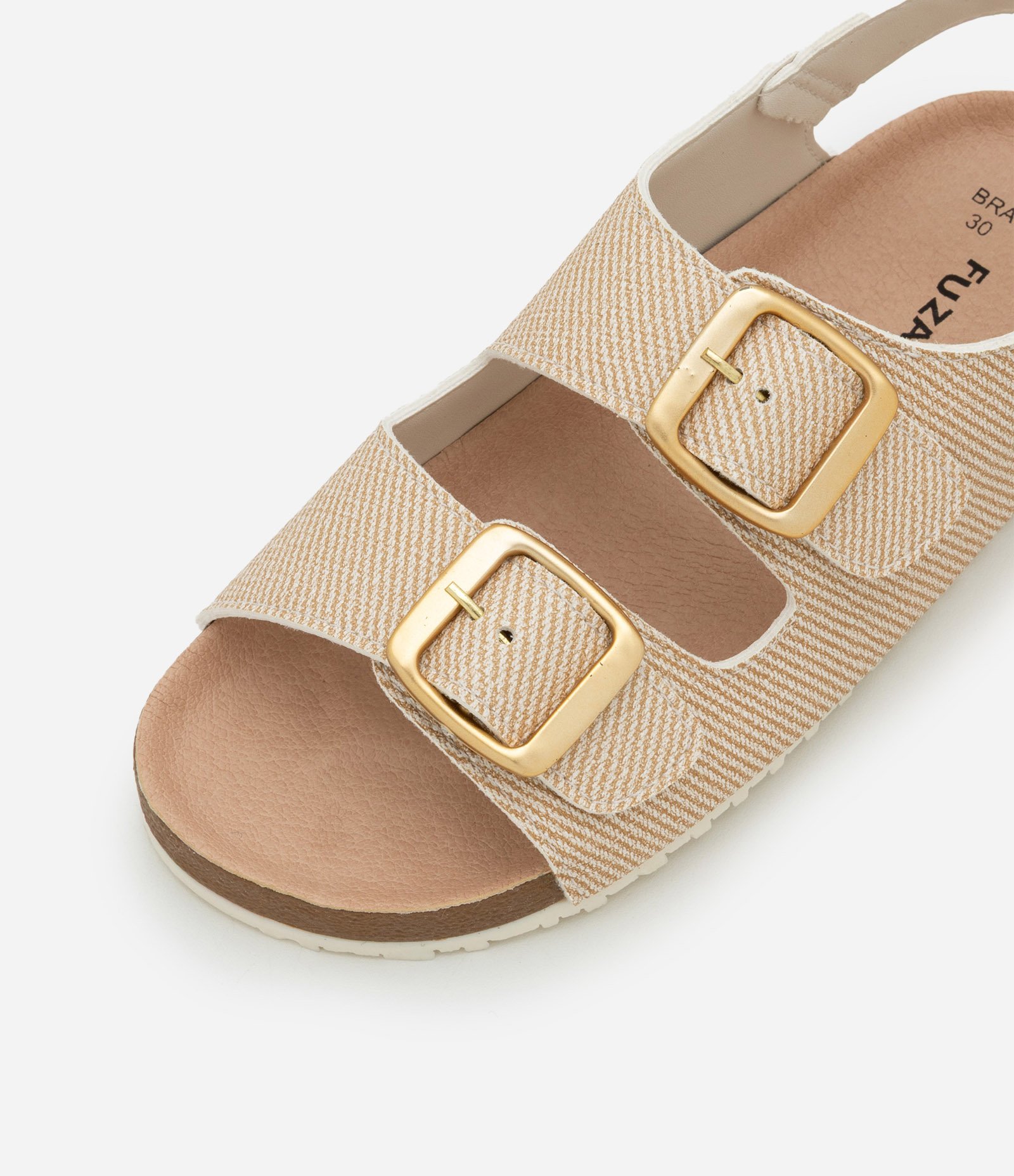 Sandália em PU Infantil com Fechamento por Velcro - Tam 28 ao 34 Bege 3