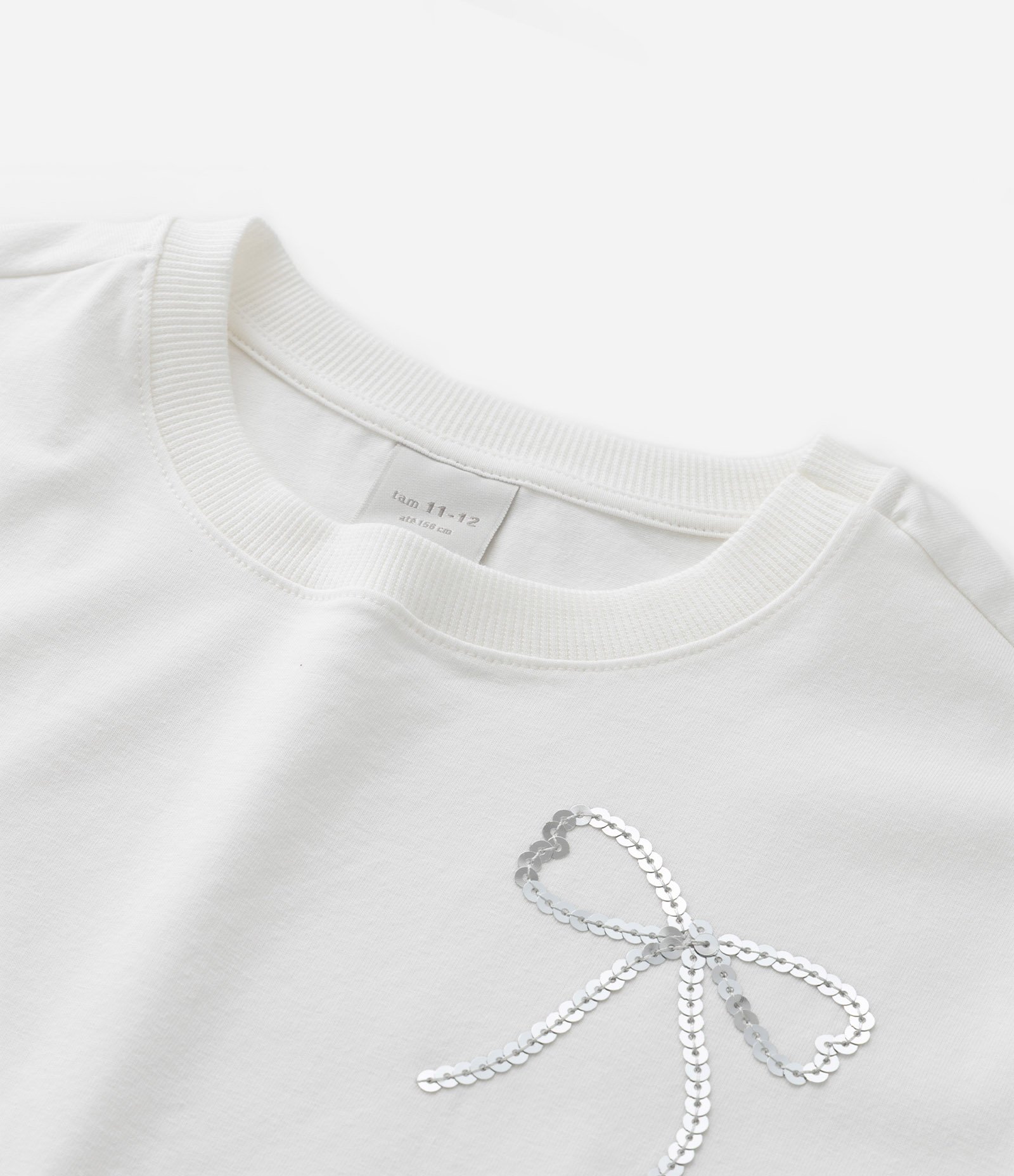 Camiseta Infantil Regular com Bordado de Laços - Tam 5 a 14 Anos Branco 3