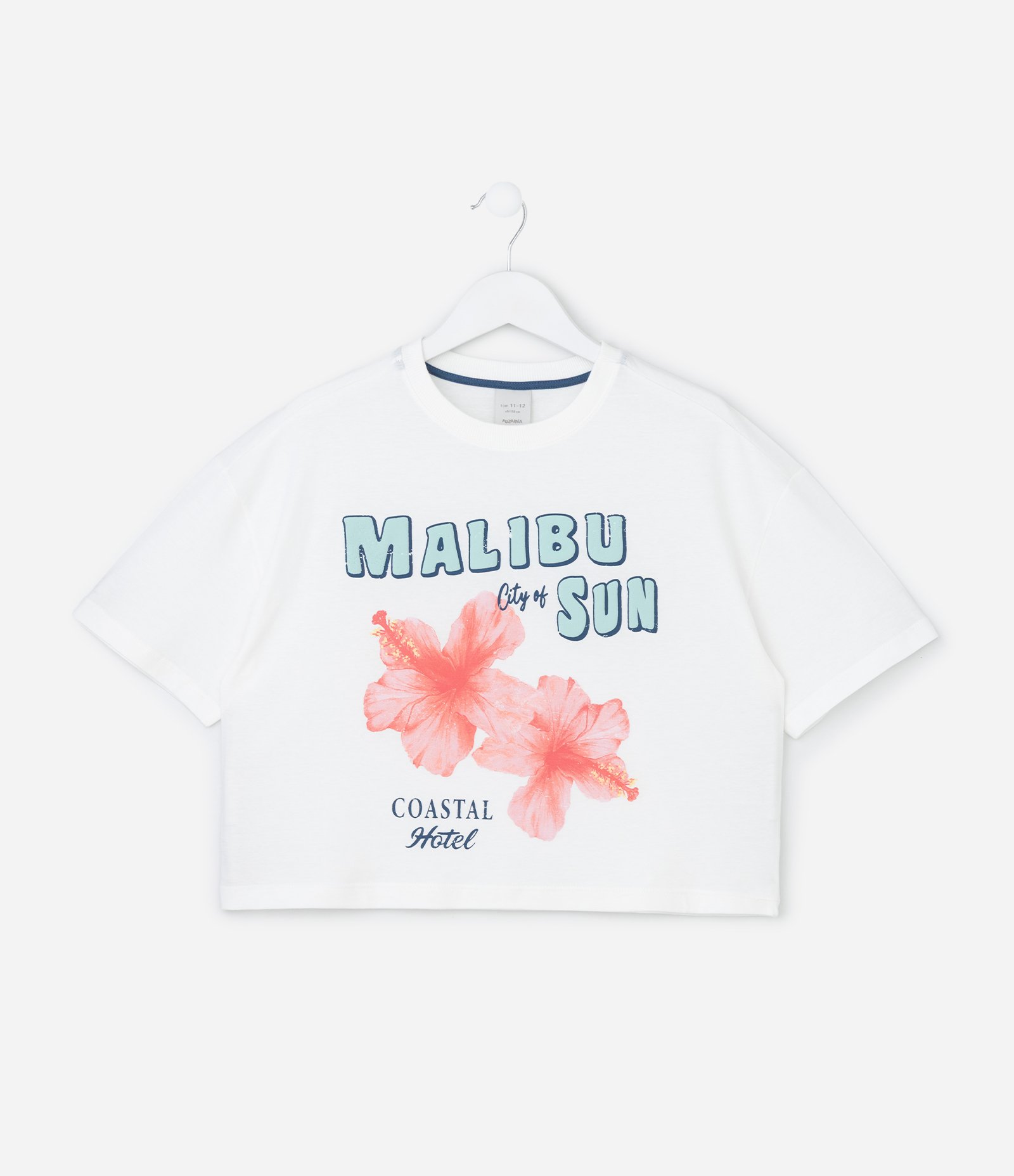Camiseta Infantil Boxy com Estampa de Flores Malibu - Tam 7 a 16 Anos Branco 1