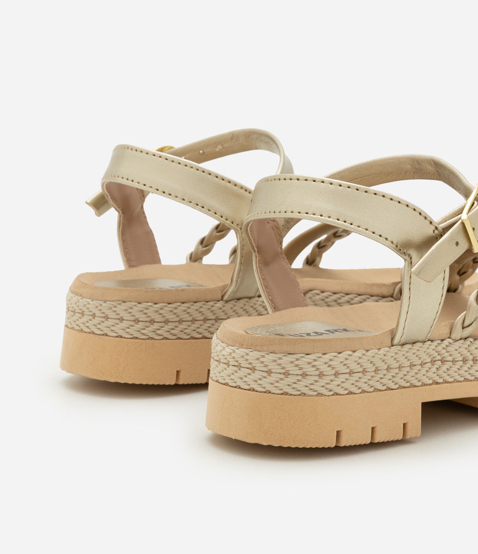 Sandália Infantil Flatform em PU Trançada - Tam 25 ao 32 Marrom/Dourado 2