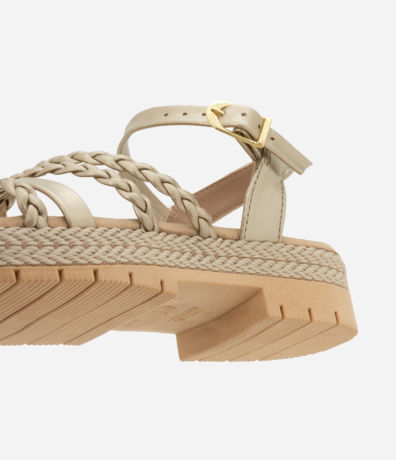 Sandália Infantil Flatform em PU Trançada - Tam 25 ao 32 Marrom/Dourado 3