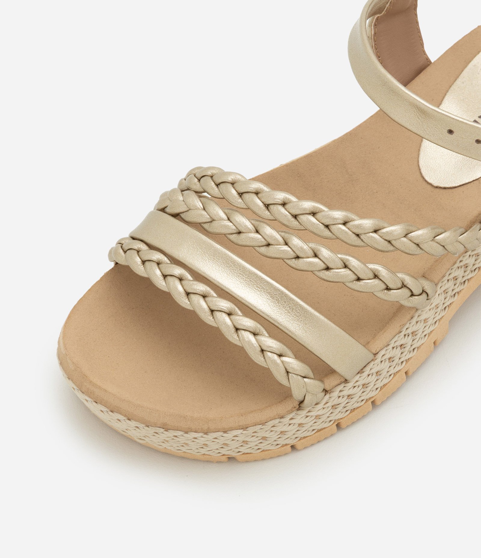 Sandália Infantil Flatform em PU Trançada - Tam 25 ao 32 Marrom/Dourado 4