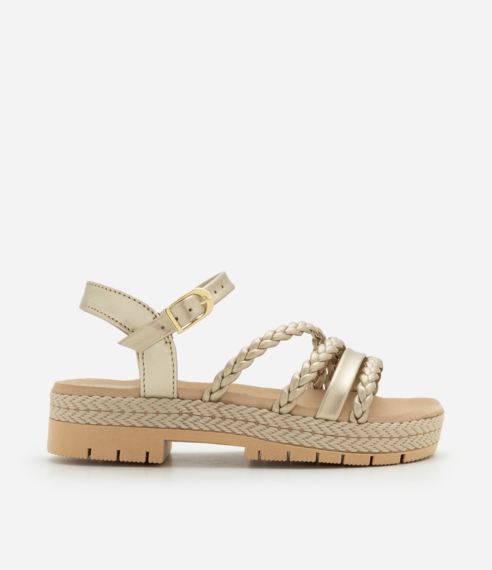 Sandália Infantil Flatform em PU Trançada - Tam 25 ao 32 Marrom/Dourado 5