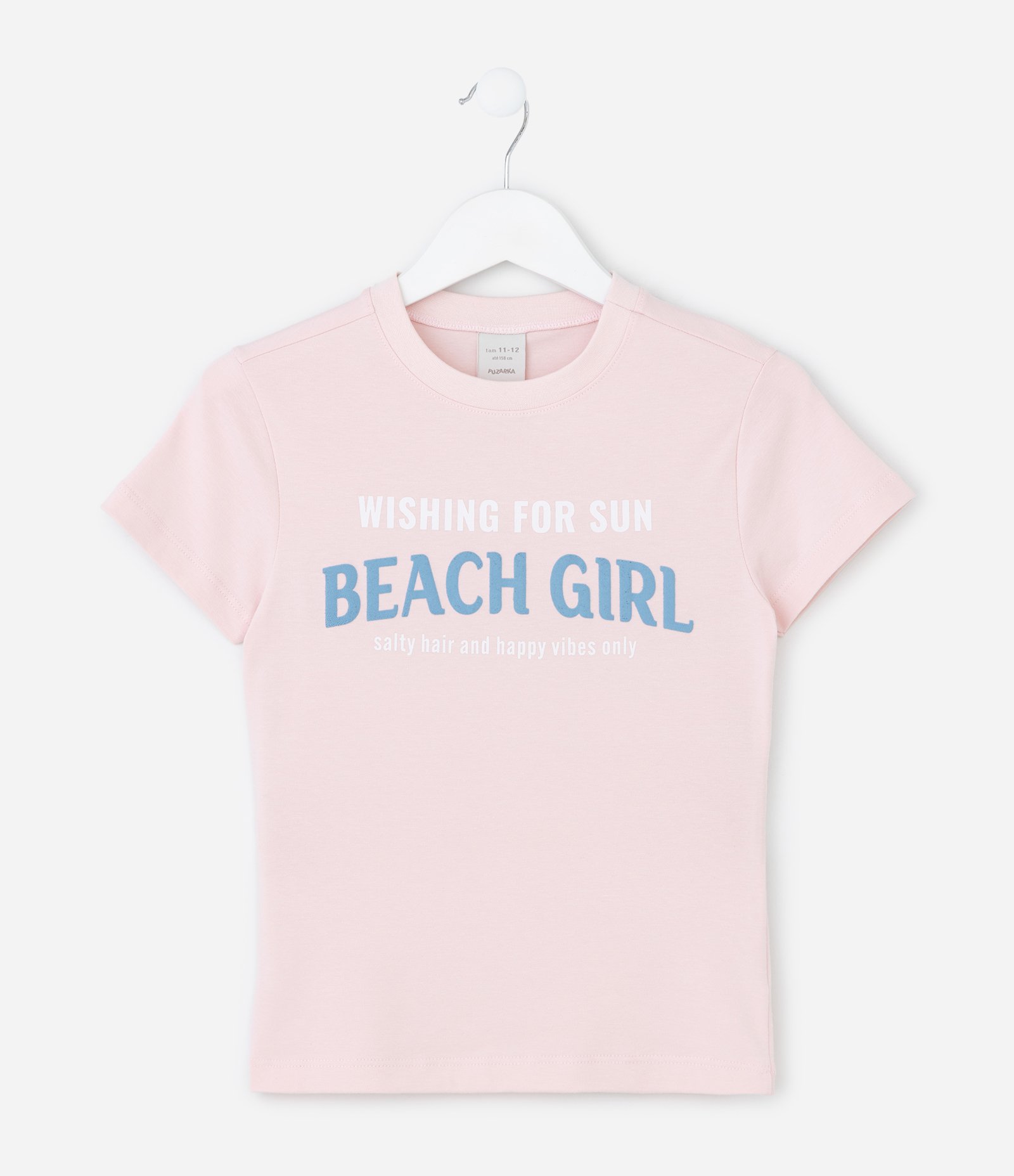 Camiseta Infantil Babt Tee com Estampa Lettering Beach Girl - Tam 5 a 15 Anos Rosa 1