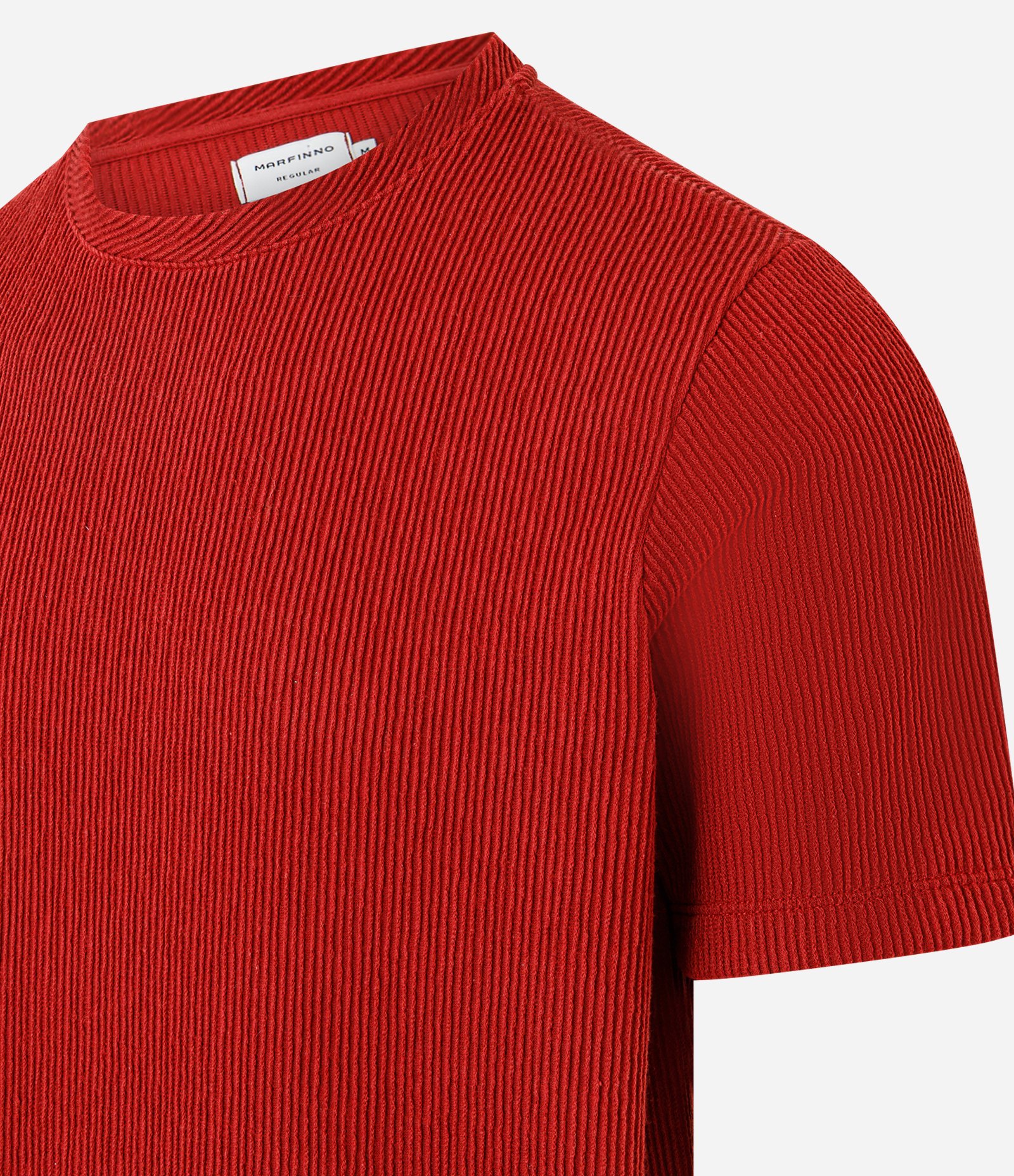 Camiseta Regular em Algodão Texturizado Vermelho 6